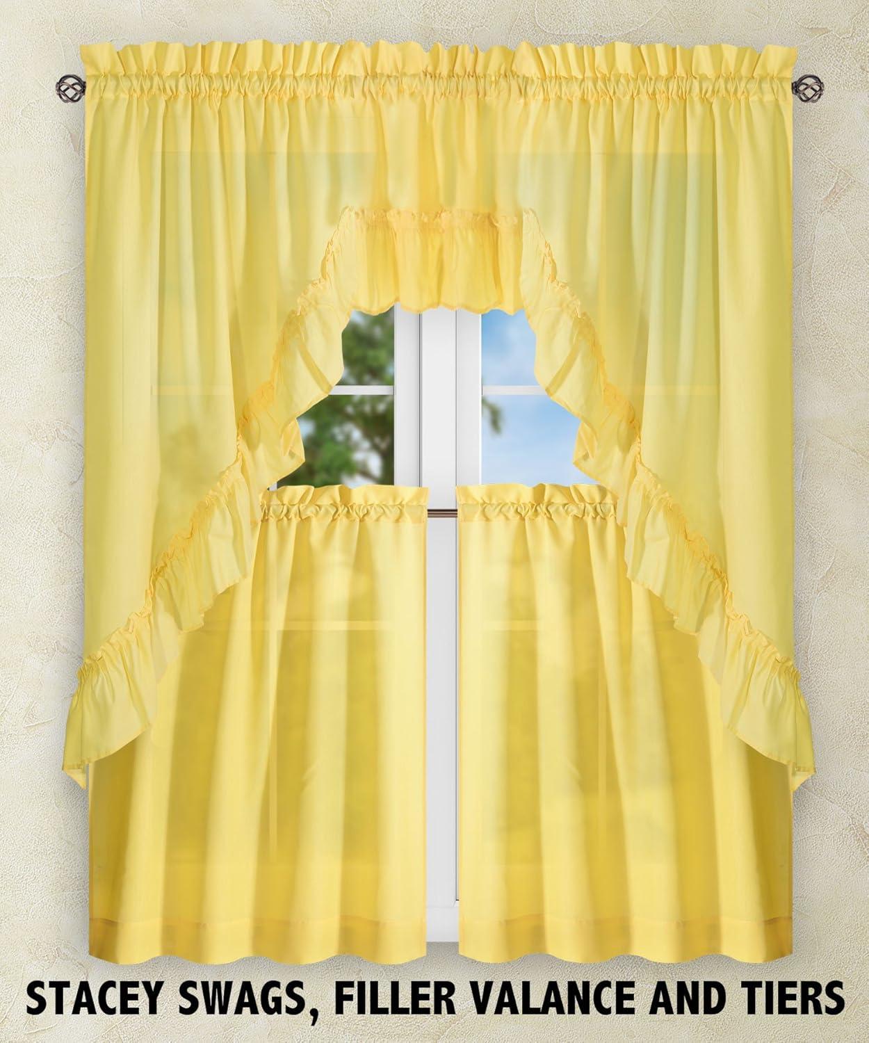 Ellis Stacey 1.5" Rod Pocket High Quality Fabric Solid Color Window Balloon Valance 60"x15" Yellow