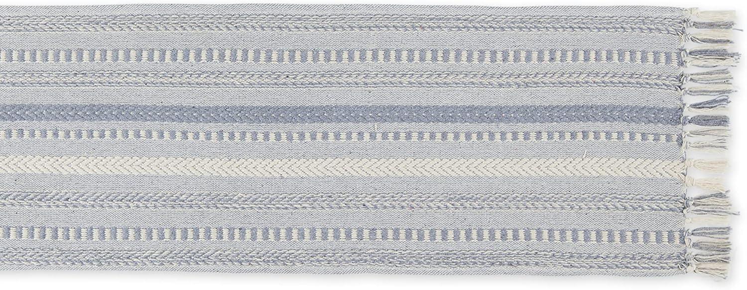 Cool Gray Braided Stripe Table Runner 15x72
