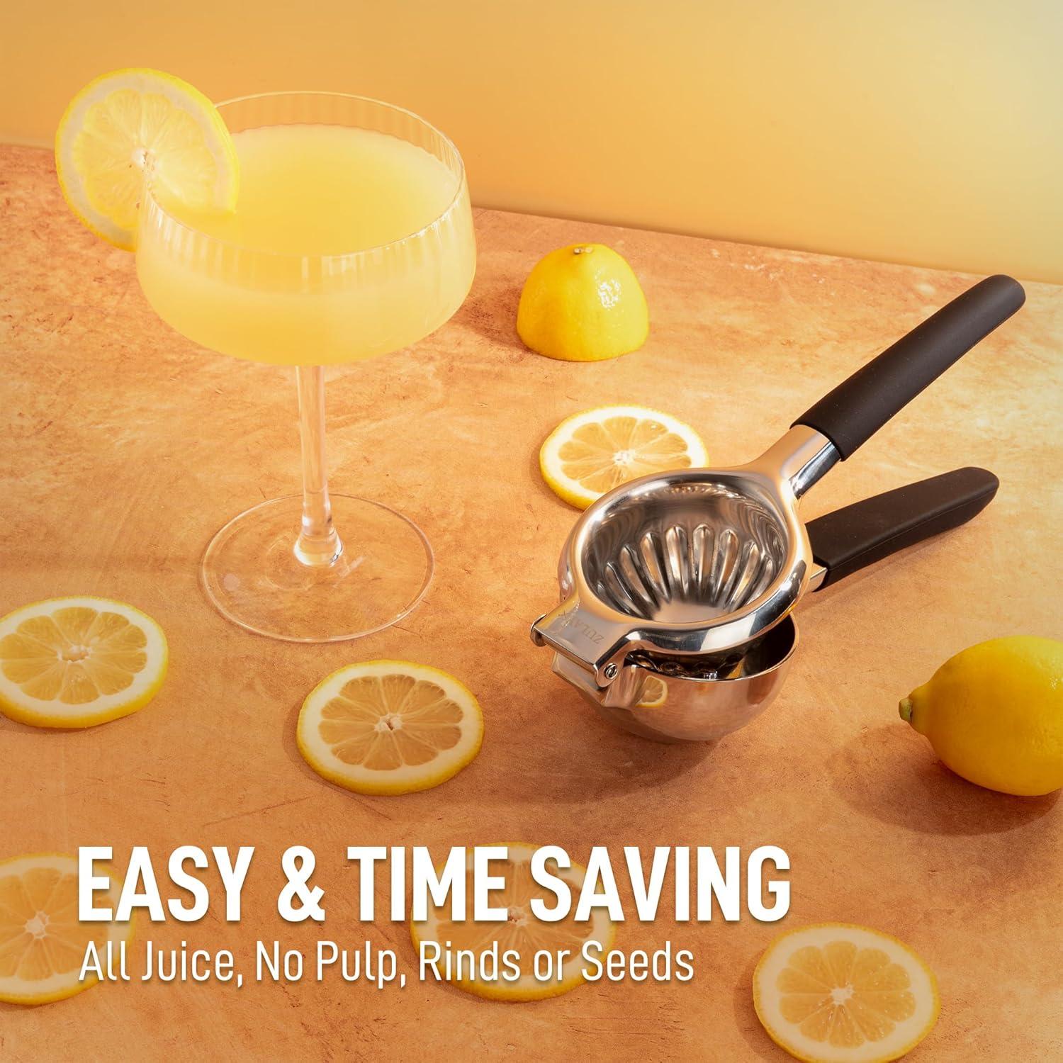 Unique Bargains Stainless Steel Lemon Citrus Manual Hand Squeezer  with Non-Slip Grip Handle Black