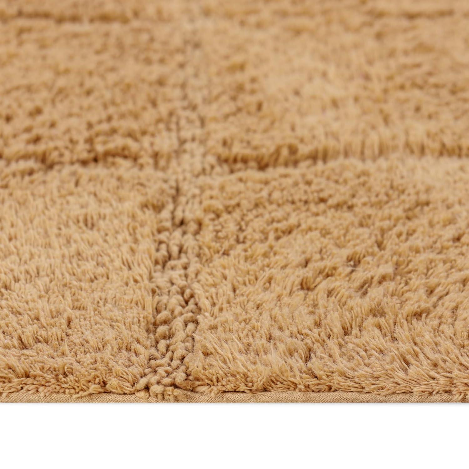 Cotton Checkered 2-Piece Toast Highly Absorbent Non-Slip Bath Rug Set by Superior