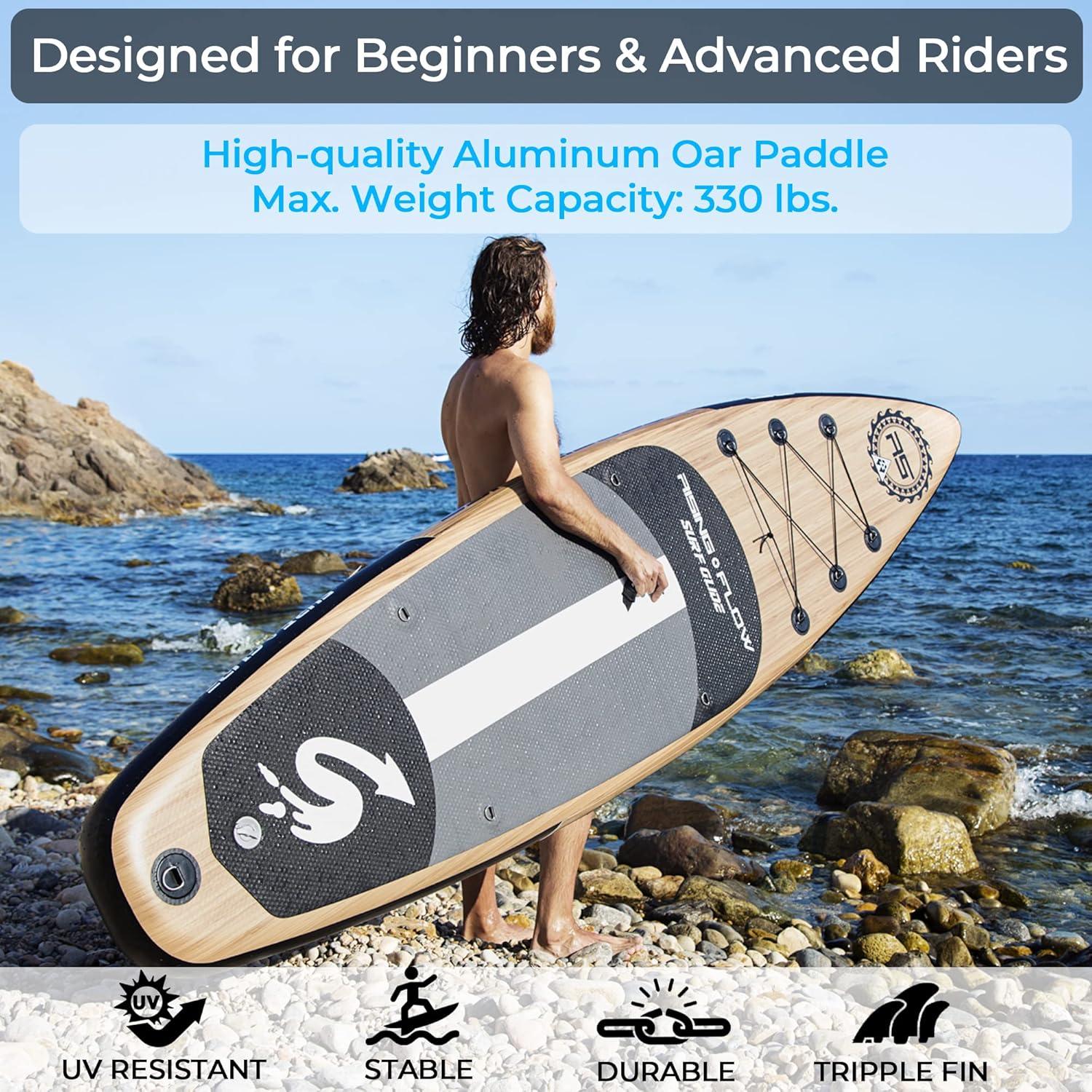 SereneLife Serenelife Inflatable Stand Up Paddle Board (6 Inches Thick) With Premium SUP Accessories & Carry Bag | Wide Stance, Bottom Fin For Paddling, Surf Control, Non-Slip Deck | Youth & Adult Standing Boat SLSUPB754