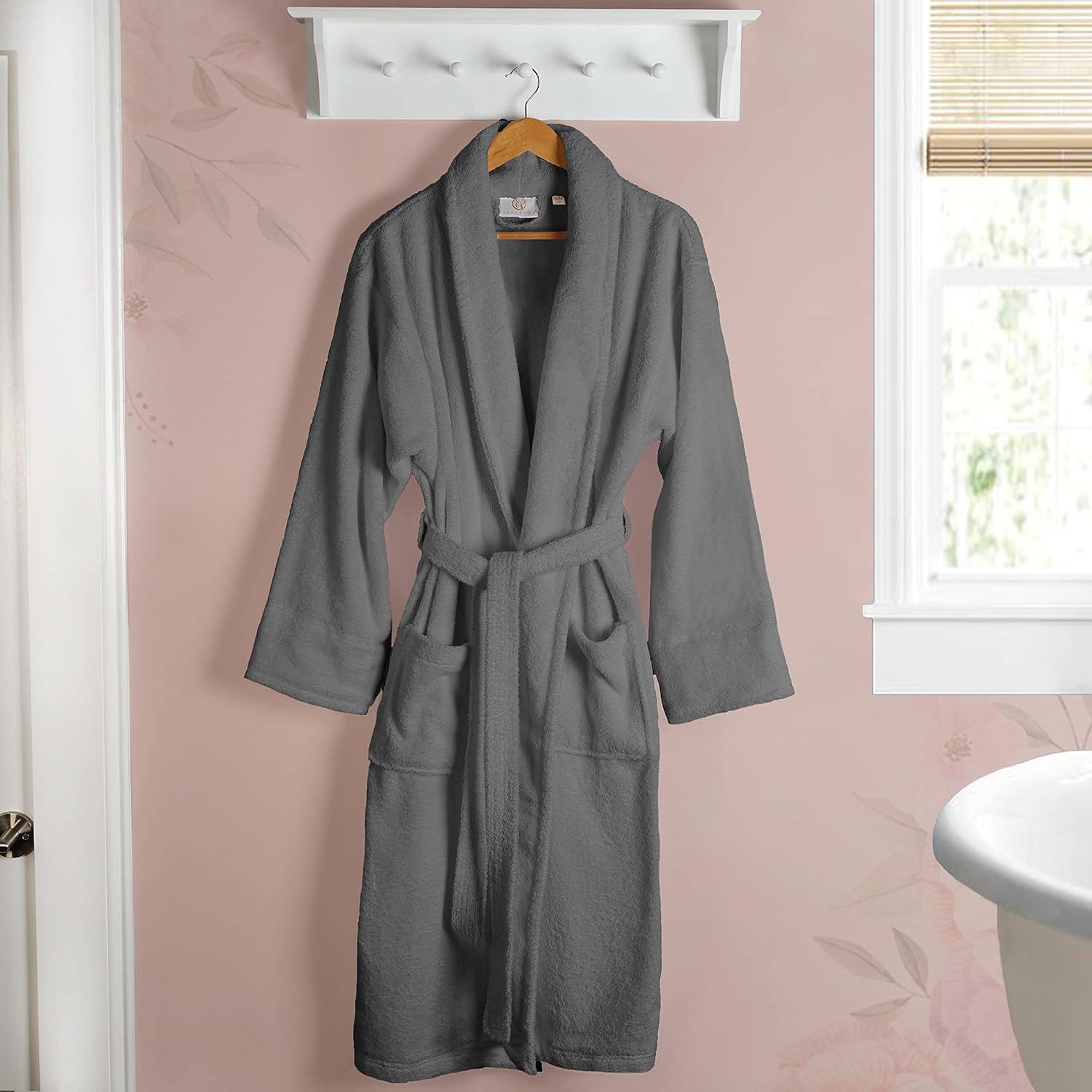 Mid-Calf 100% Turkish Cotton Terry Cloth Bathrobe with Pockets