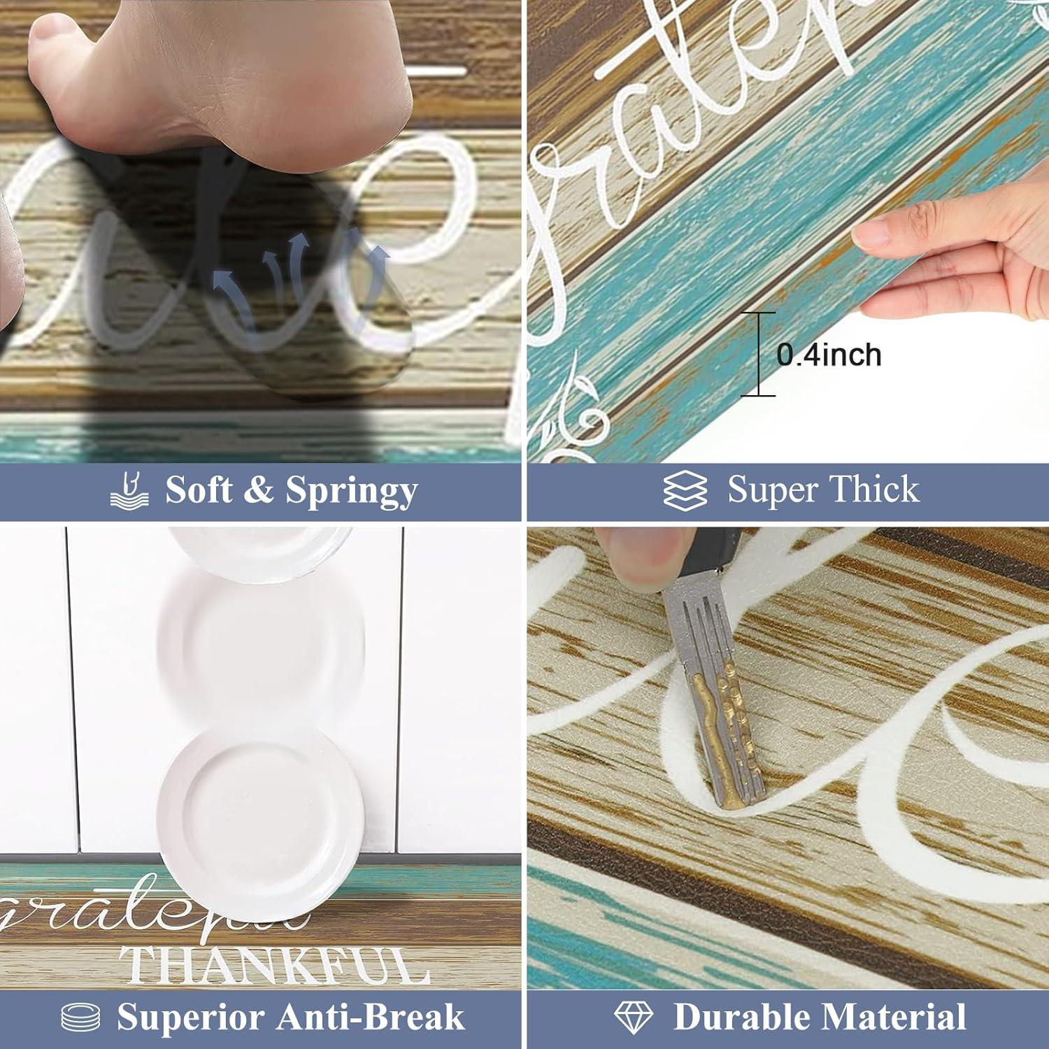 Rosalind Wheeler The Anti Fatigue Kitchen Mat Set of 2 Non Slip Cushioned Kitchen Mats for Floor Waterproof Farmhouse Kitchen Rugs and Mats Set Comfort Standing Desk Mat Carpet