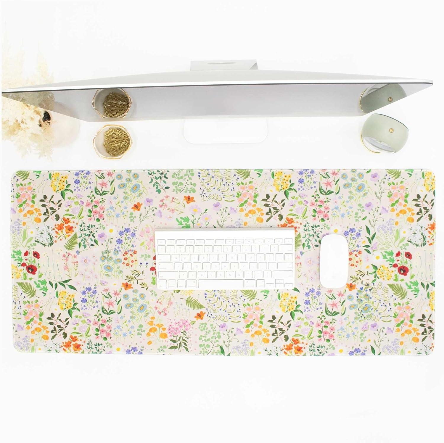bloom daily planners Large 15.5 x 35" Desk Mat, Garden Party