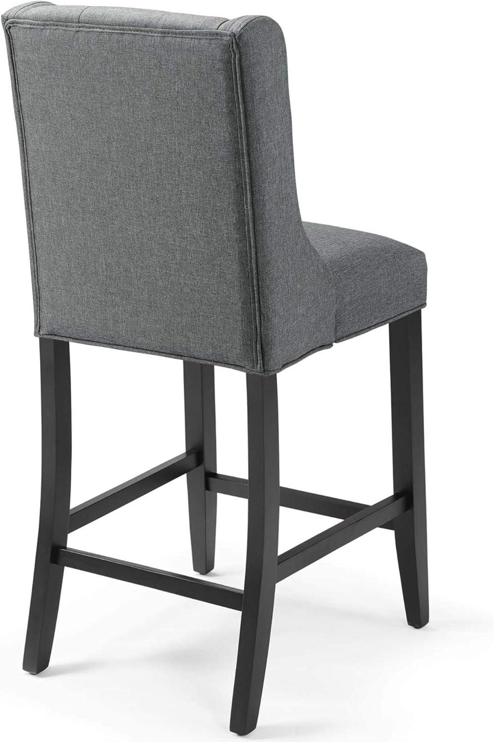 Luxurious Gray Tufted Button Upholstered Fabric Counter Stool