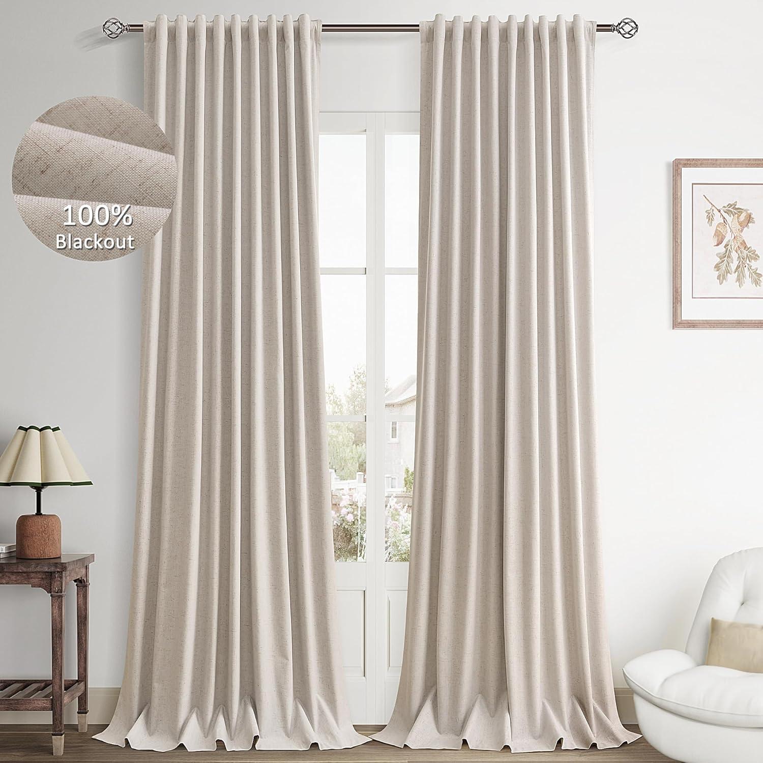 Hokku Designs Warm Taupe Curtain 96 Inches Long For Bedroom/Living Room Thermal Insulated Blackout Back Tab And Rod Pocket Dining Room Curtains Drapes 2 Panels - Taupe Tan,W52 X L96