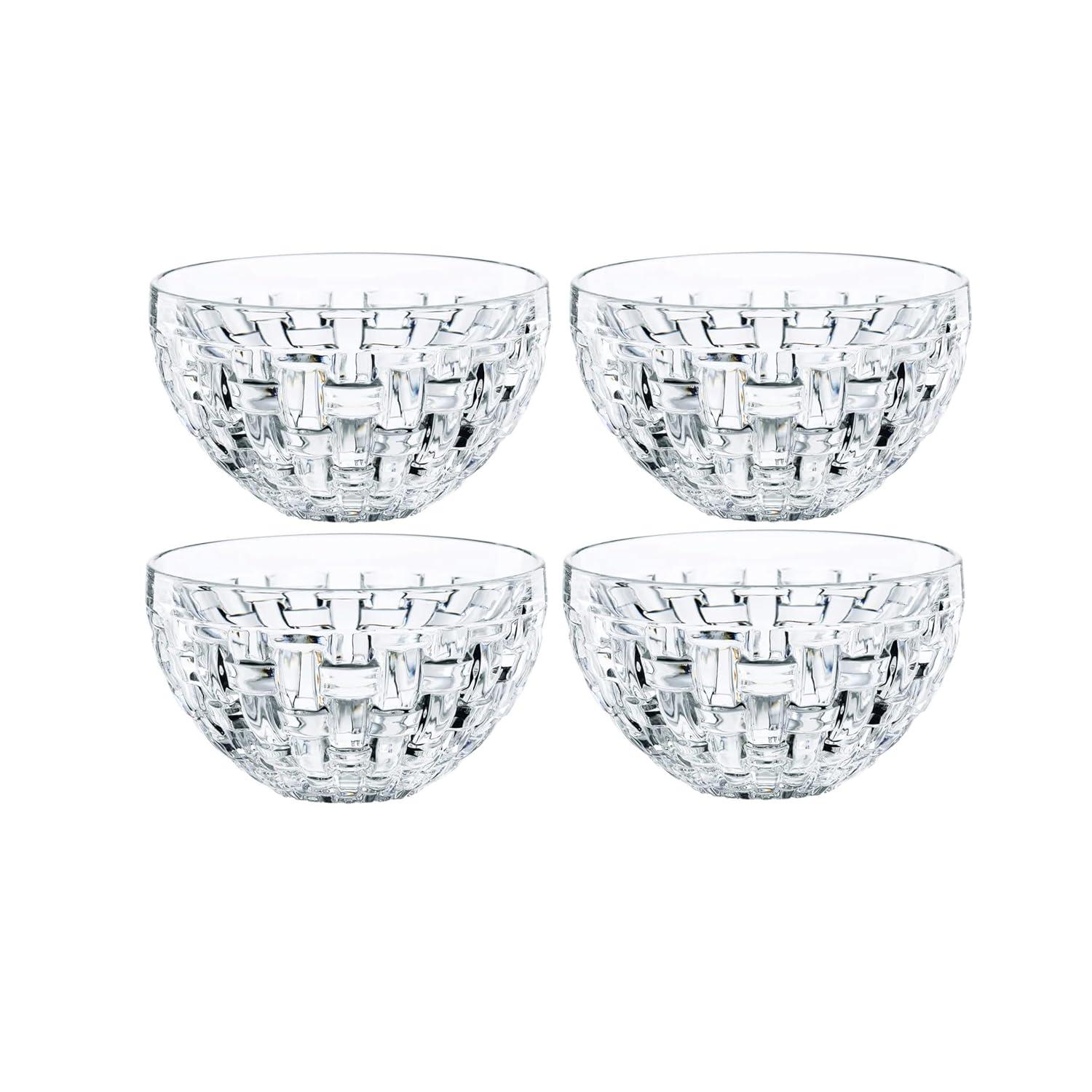 Nachtmann Bossa Nova Round Crystal Dip Bowls, Set of 4, Serving Dish for Sauce, Salsa, Ice Cream, and Dips, Giftable, 3.5 Ounce, Clear, Dishwasher Safe