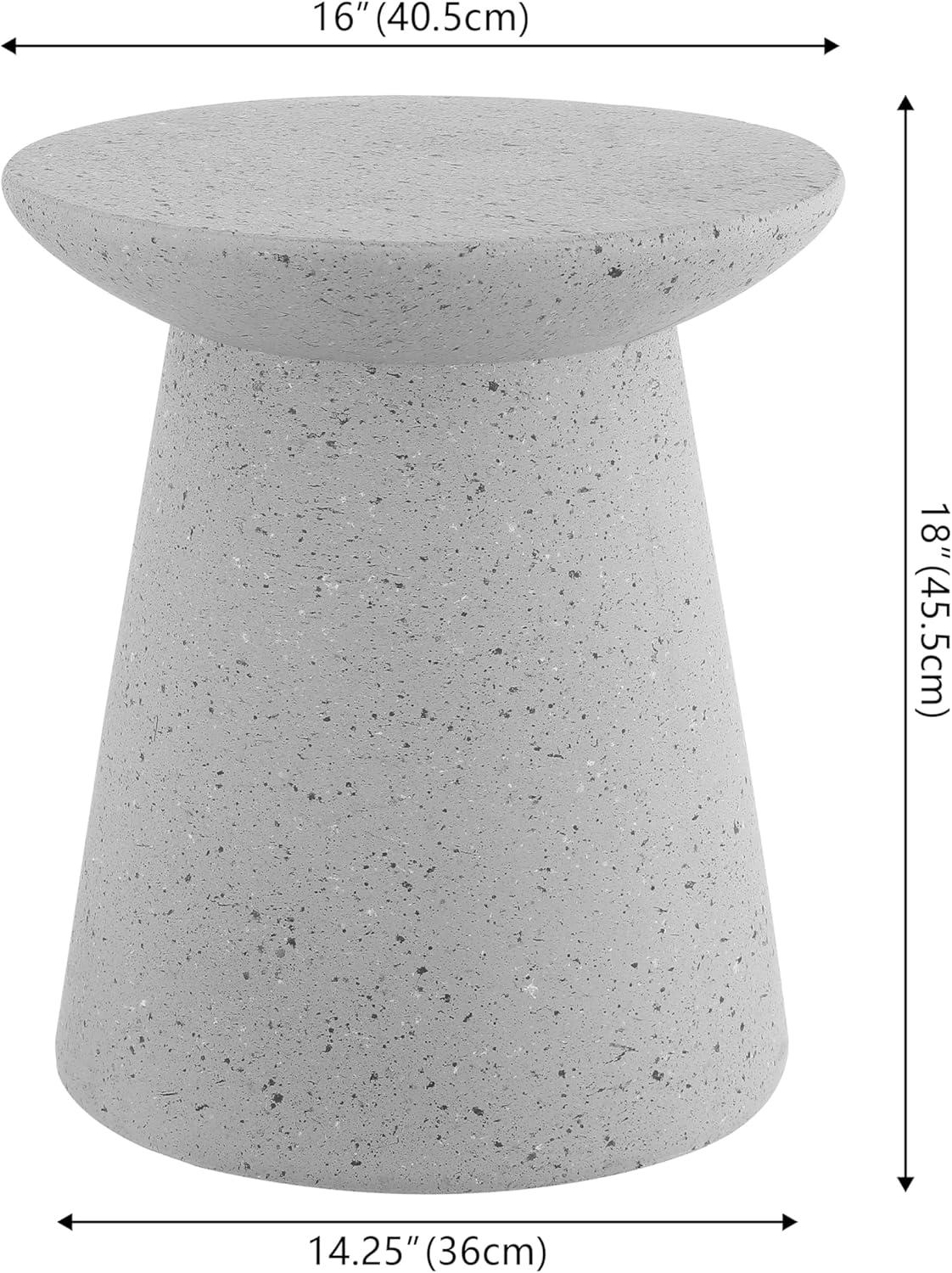 Hollie 18" Minimalist Modern Drum Accent Table Pedestal, Gray Terrazzo Finish - JONATHAN Y