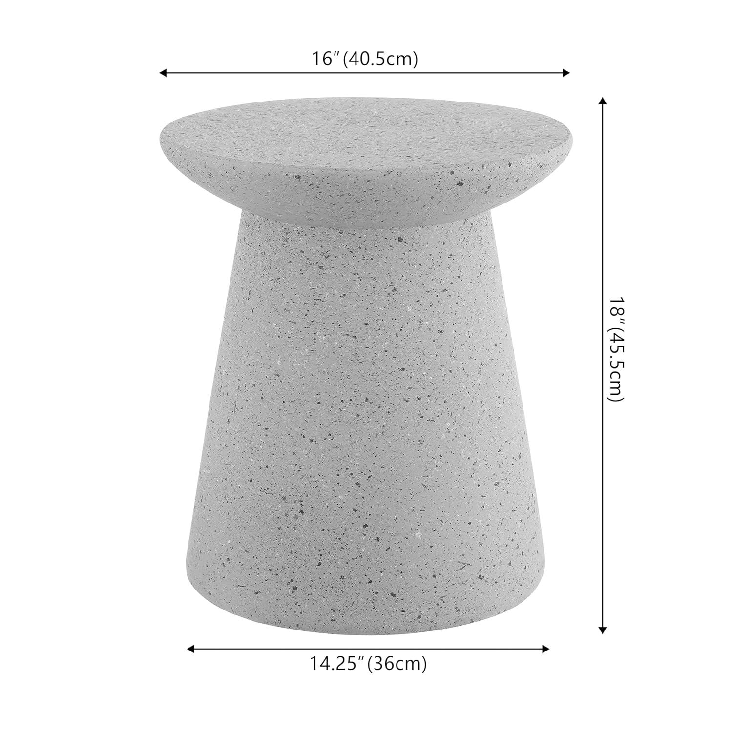 Hollie 18" Minimalist Modern Drum Accent Table Pedestal, Gray Terrazzo Finish - JONATHAN Y
