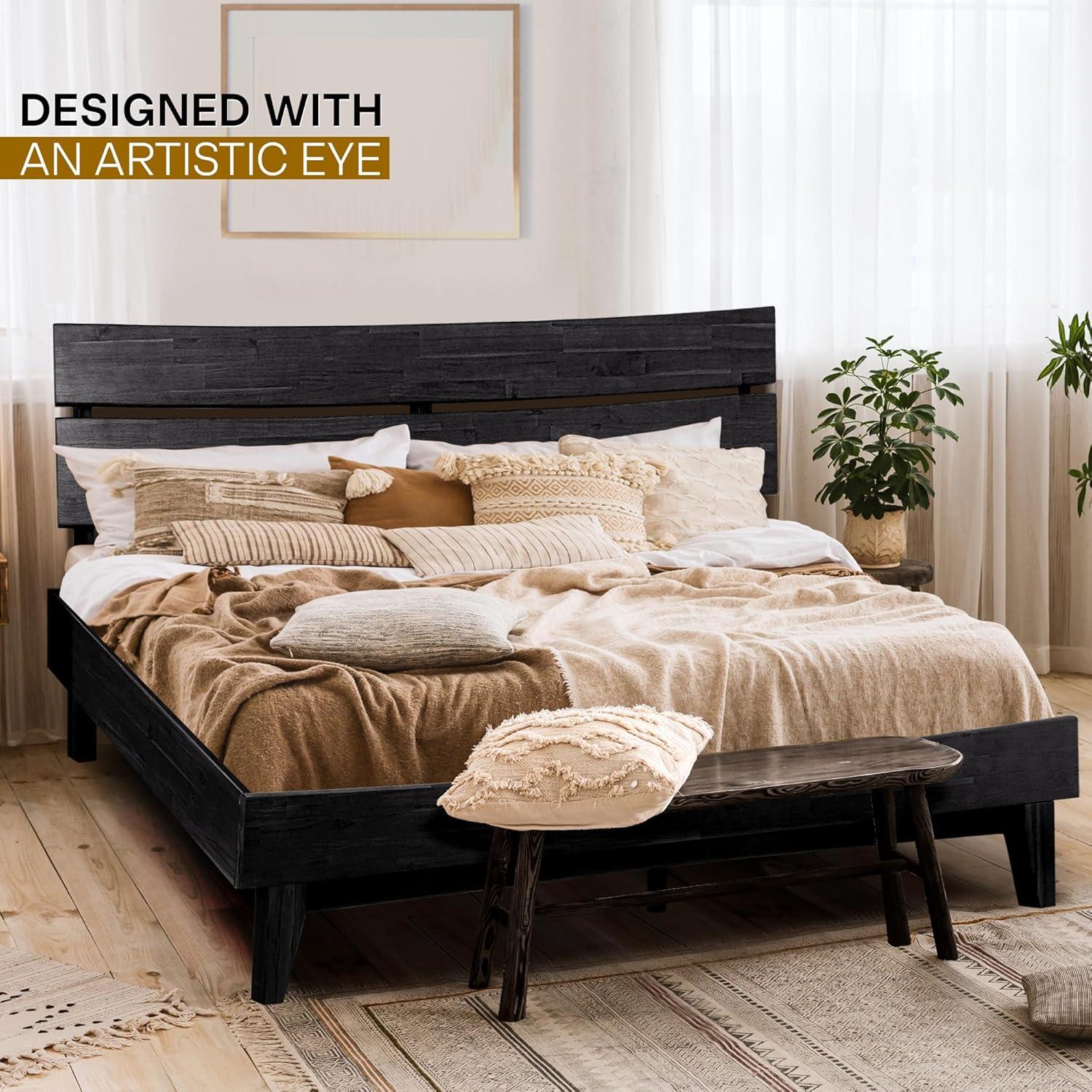 Aurora Solid Wood Bed Frame with Headboard