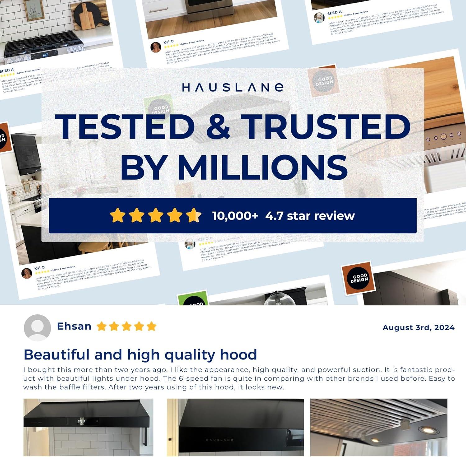 Hauslane Hauslane Range Hood 30 Inch - Under Cabinet Range Hood 30" Stainless Steel Kitchen Hood, Vent Hood 30 Inches, Stove Vent Hood for Kitchen, Vent Hoods 30 Inch with LED - Chef Series PS18 UC-PS18BSS-36