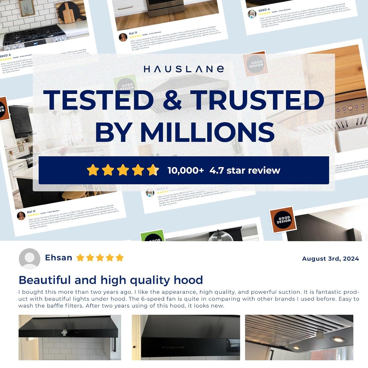 Hauslane Hauslane Range Hood 30 Inch - Under Cabinet Range Hood 30" Stainless Steel Kitchen Hood, Vent Hood 30 Inches, Stove Vent Hood for Kitchen, Vent Hoods 30 Inch with LED - Chef Series PS18 UC-PS18BSS-36