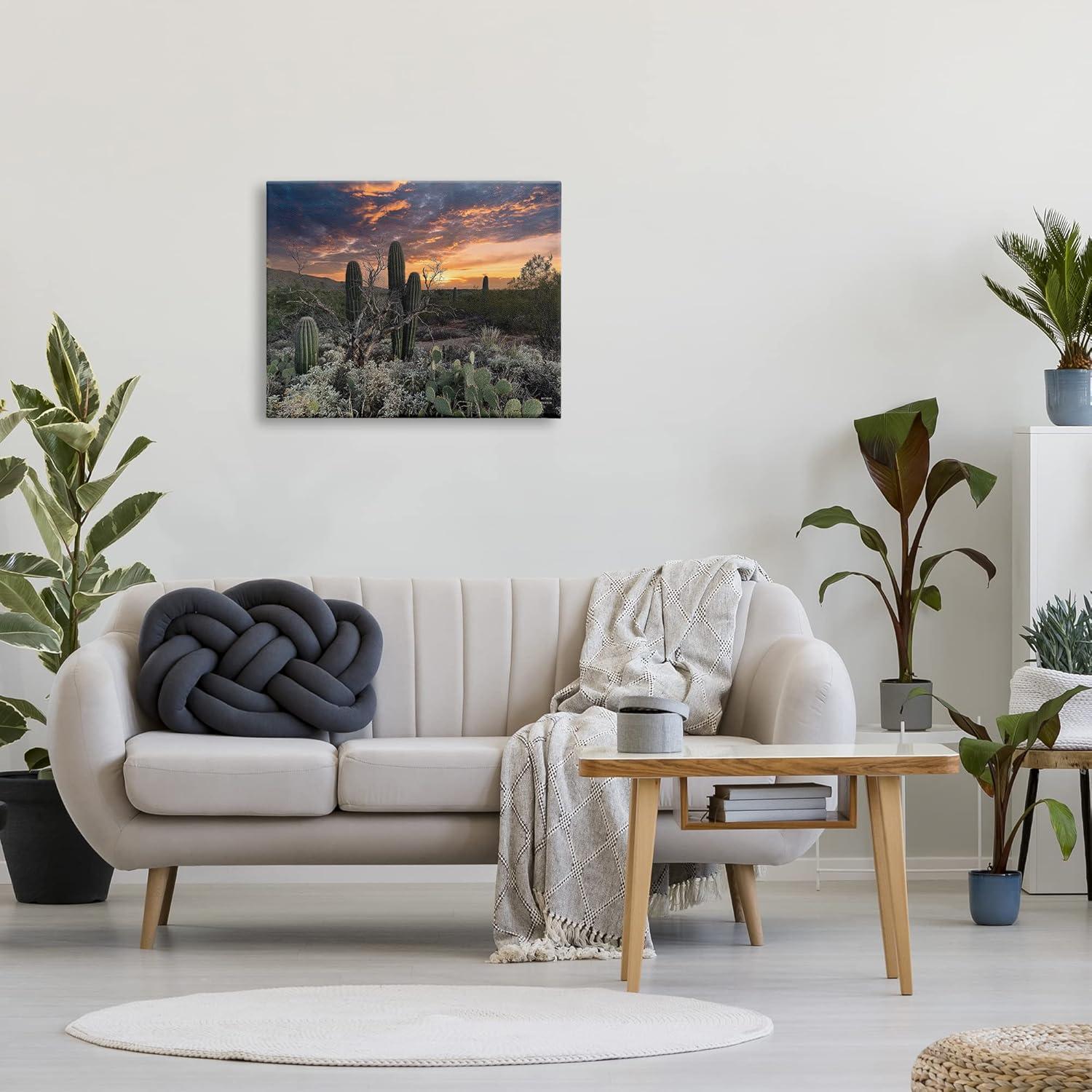 Stupell Industries Arid Desert Cactus Sunset Photograph Gallery Wrapped Canvas Print Wall Art, Design by Nathan Larson