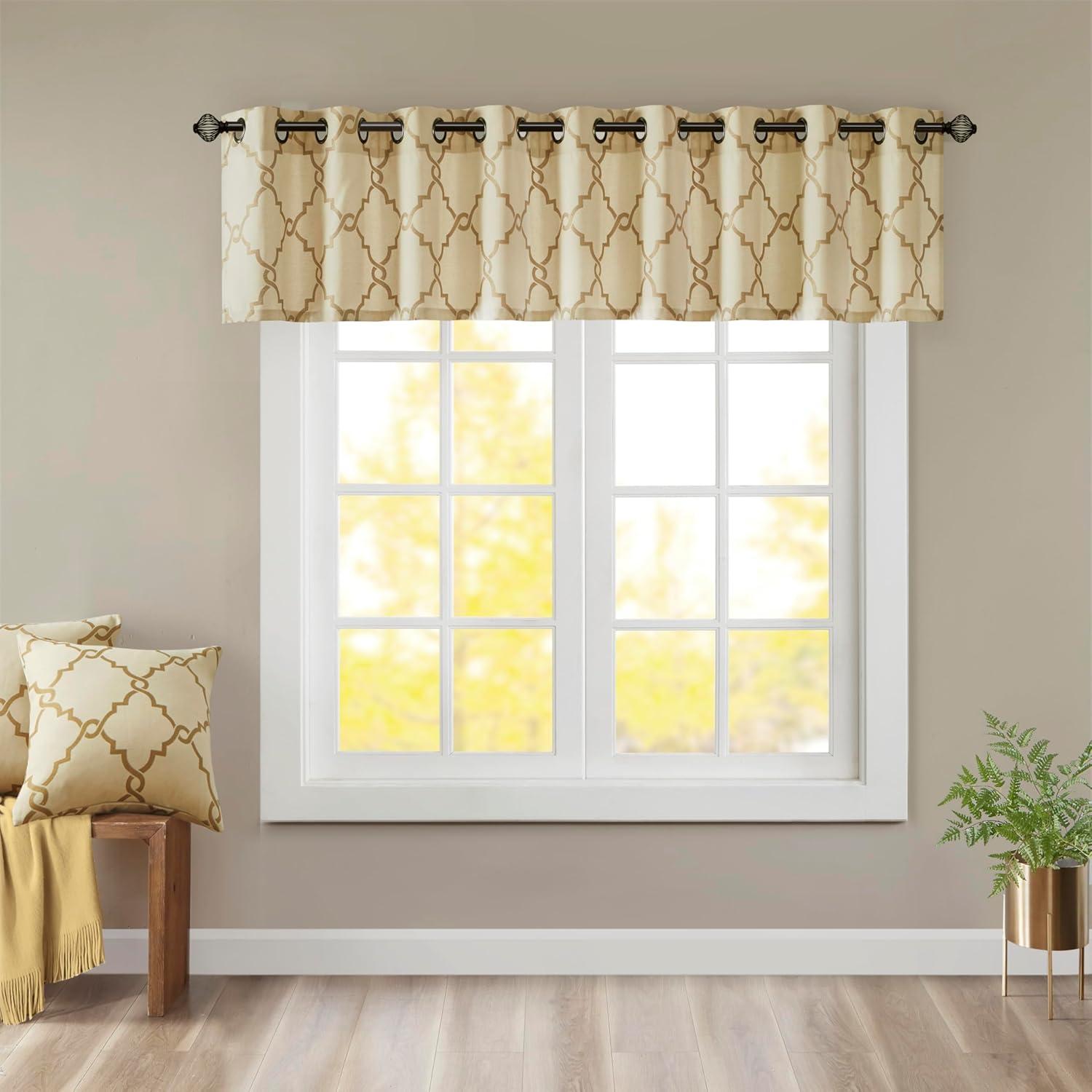 Madison Park Saratoga Fretwork Print Grommet Top Single Window Valance