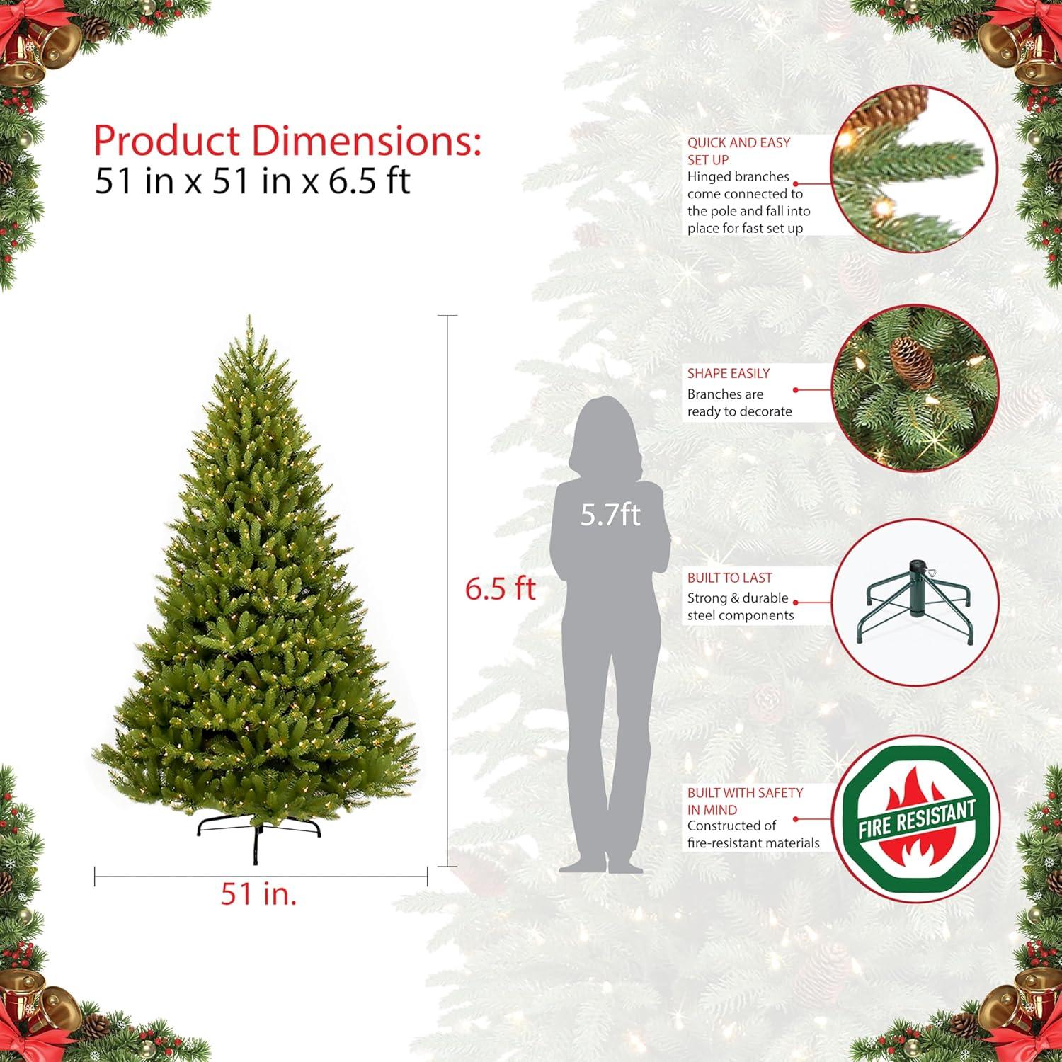 78-Inch Green Fir Pre-Lit Artificial Christmas Tree with Clear Lights