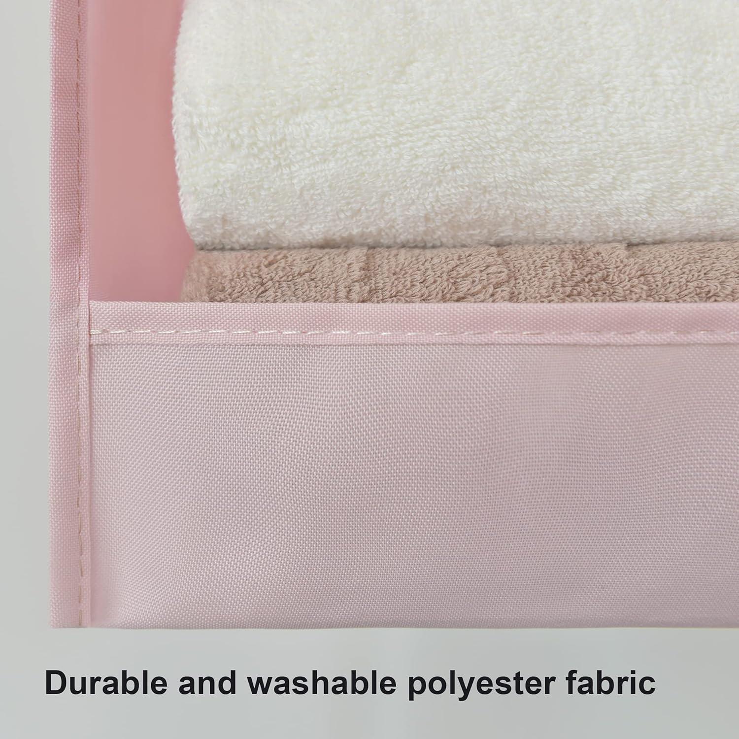 GRANNY SAYS 3 Shelf Hanging Closet Organizers and Storage, Collapsible Closet Storage Organizer with 2 Metal Hooks, Leak-Proof Hanging Shelves for Kids Clothes, Baby Towels, 2 Pack, Pink