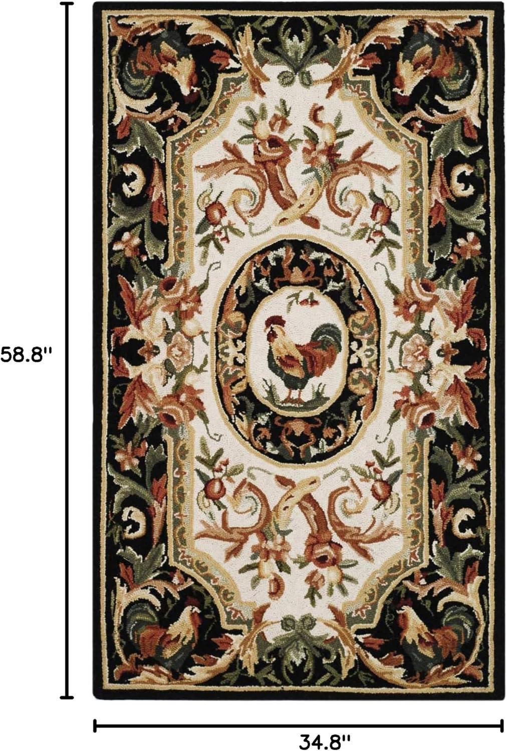 Chelsea HK48 Hand Hooked Accent Rug - Ivory/Black - 2'9"x4'9" - Safavieh.