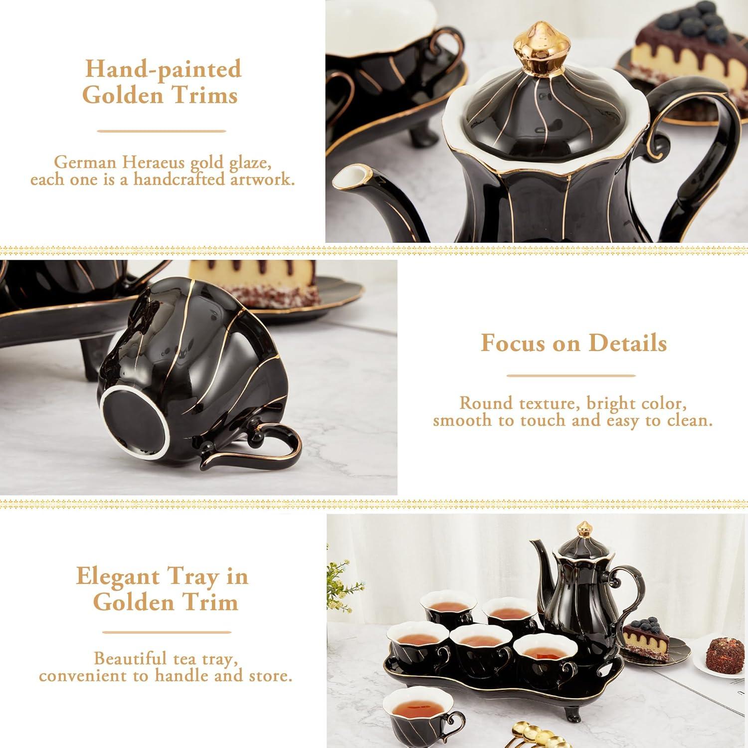 Ameriwood 14 pcs Tea Set of 6 with Tea Tray & Spoons