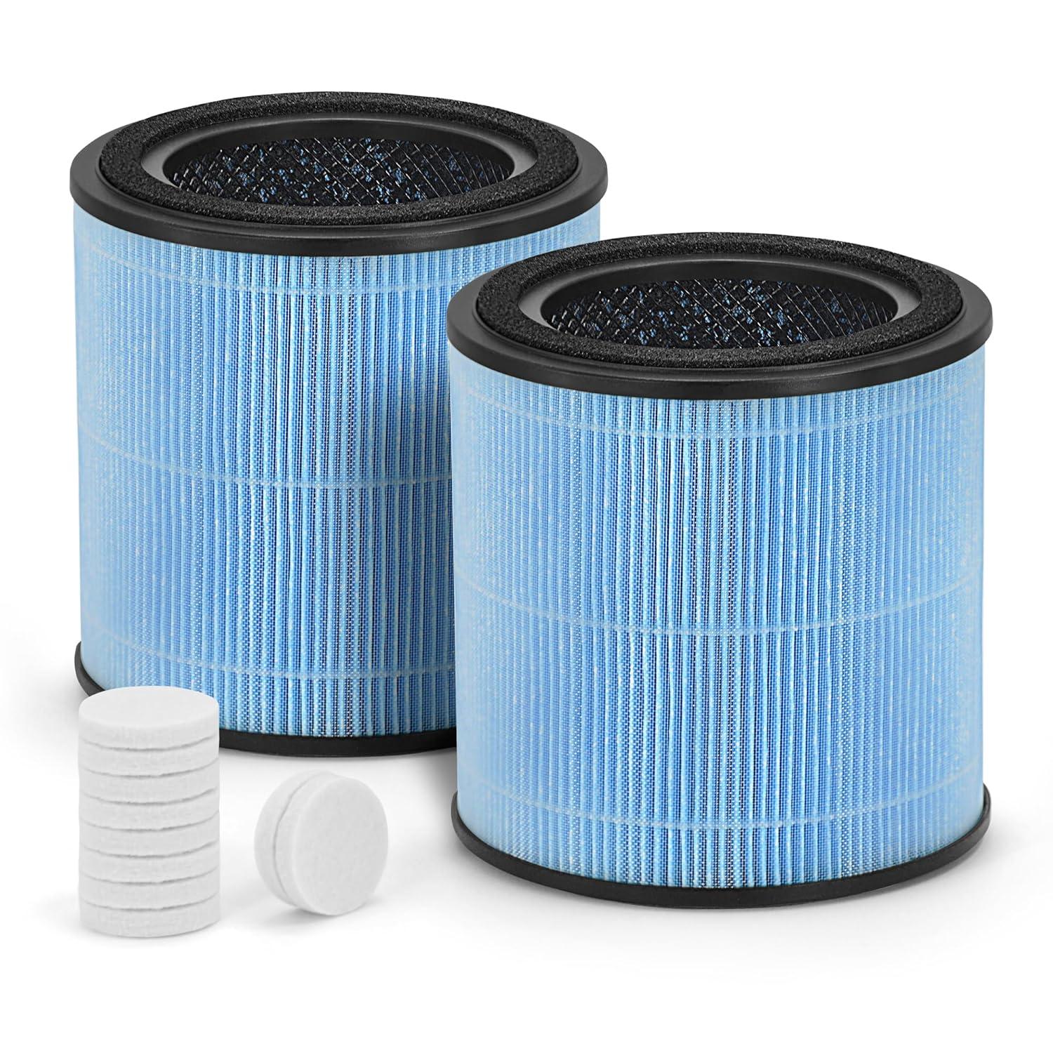 Nispira AP0601 2-in-1 True HEPA Filter Replacement for AirTok Air Purifier AP0601-RF | Remove Particle Size down to 0.1 microns | 2 Packs