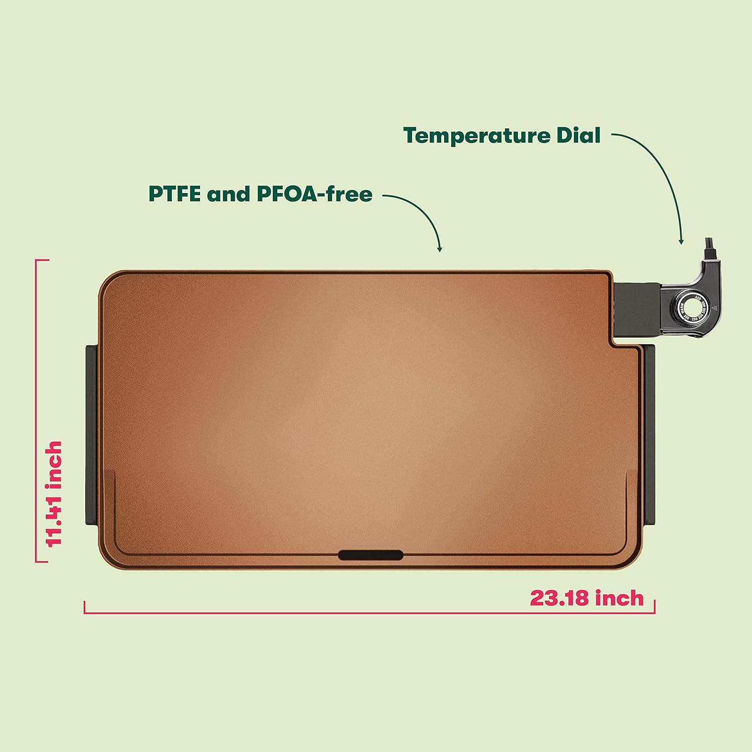 Electric Ceramic Titanium Griddle, Make 15 Eggs At Once, Healthy-Eco Non-Stick Coating, Hassle-Free Clean Up, Large Submersible Cooking Surface