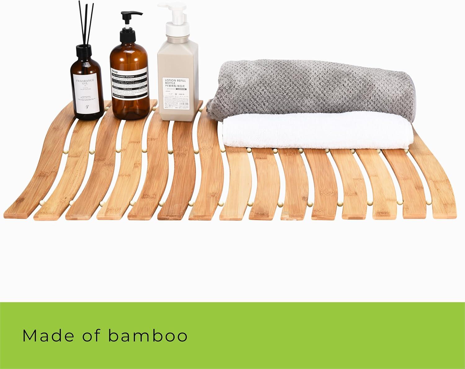 Prosumer's Choice Bamboo Bath Mat - Natural Wood Shower and Bathroom Rug - Versatile Indoor and Outdoor Use - Premium Packaging Included - 27.5'' x 19.6" Wooden Bathmat