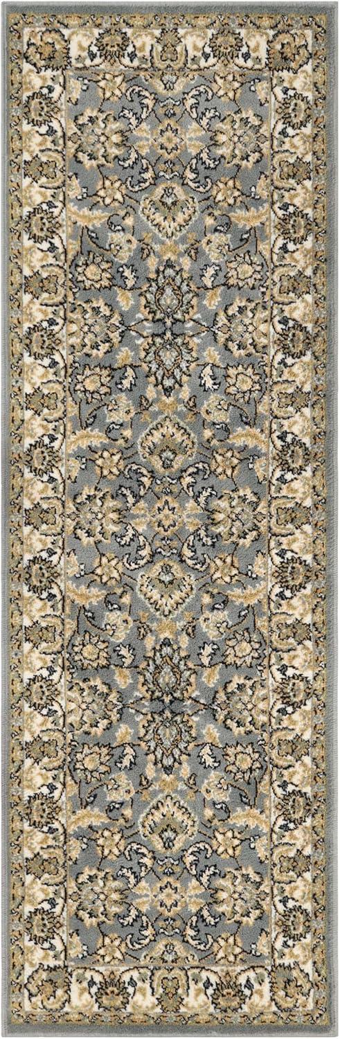 Superior Lille Traditional Floral Indoor Runner Rug, Grey, 2' 7" x 8'