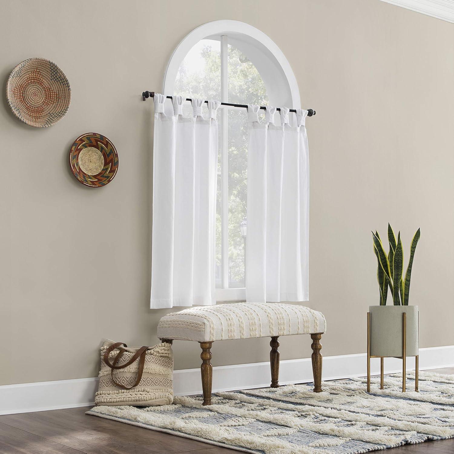 2pk 52"x45" Light Filtering Twisted Tab Curtain Tiers White - Archaeo: Kitchen & 45 Inch Curtains, Machine Washable