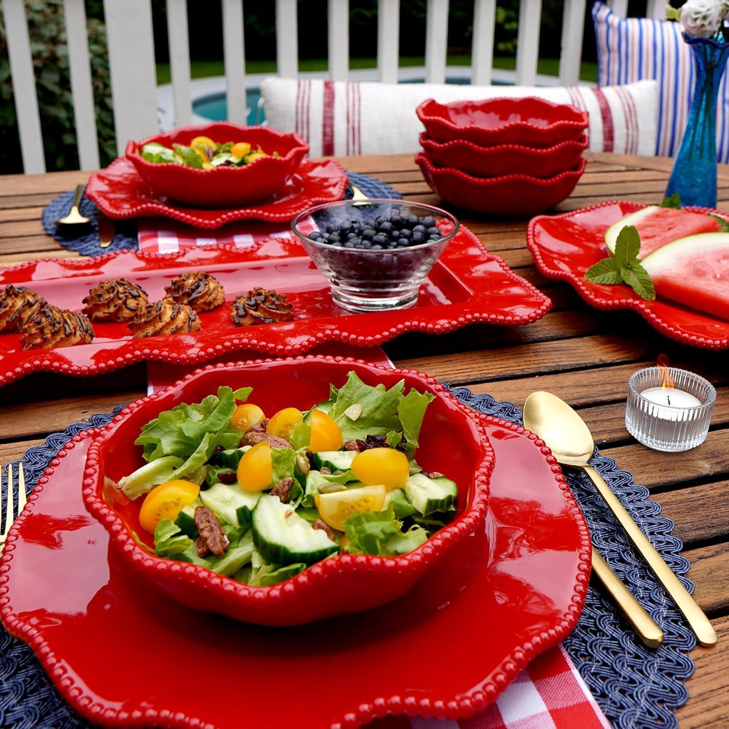 Certified International 12pc Perlette Melamine Dinnerware Set Red