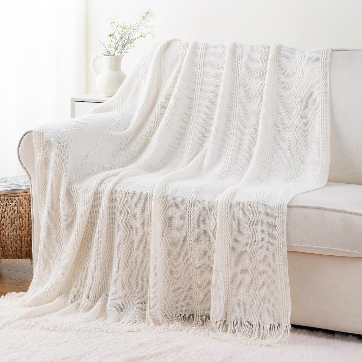 Battilo Home Throw Blanket For Couch, Solid Throw Blanket For Home Decor, Knit Throw Blankets For Bed, 50"X60"