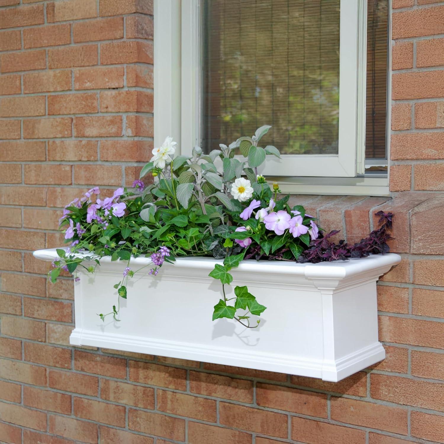 Mayne Yorkshire 3ft Window Box - Customizable - Vinyl Planter Box - White (4823-W)