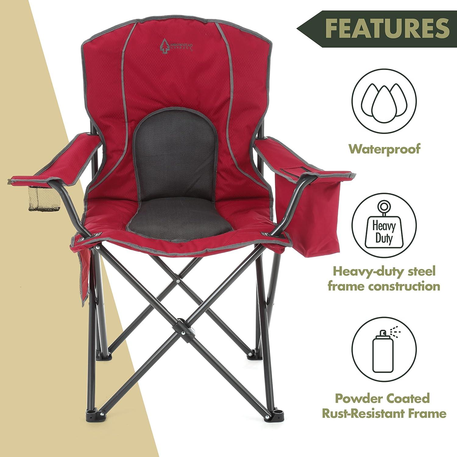 Red and Black Foldable Outdoor Camping Chair with Cup Holder