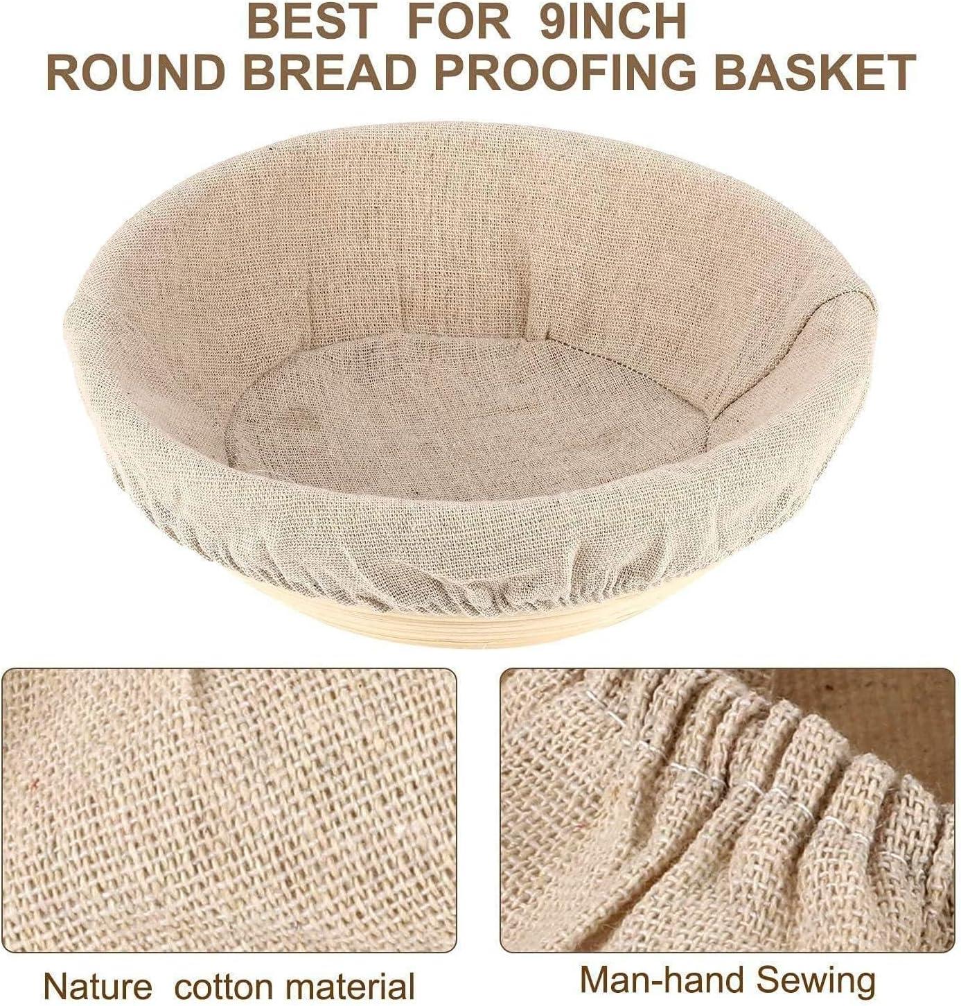 6 Packs Round Bread Proofing Basket Cloth Liner Rattan Baking Dough Basket Cover Natural Rattan Banneton Proofing Cloth(10 Inch)