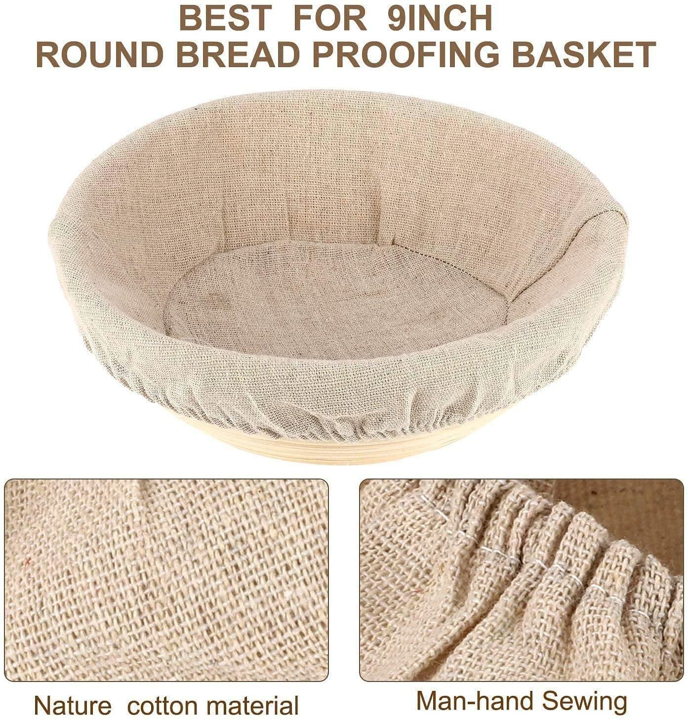6 Packs Round Bread Proofing Basket Cloth Liner Rattan Baking Dough Basket Cover Natural Rattan Banneton Proofing Cloth(10 Inch)
