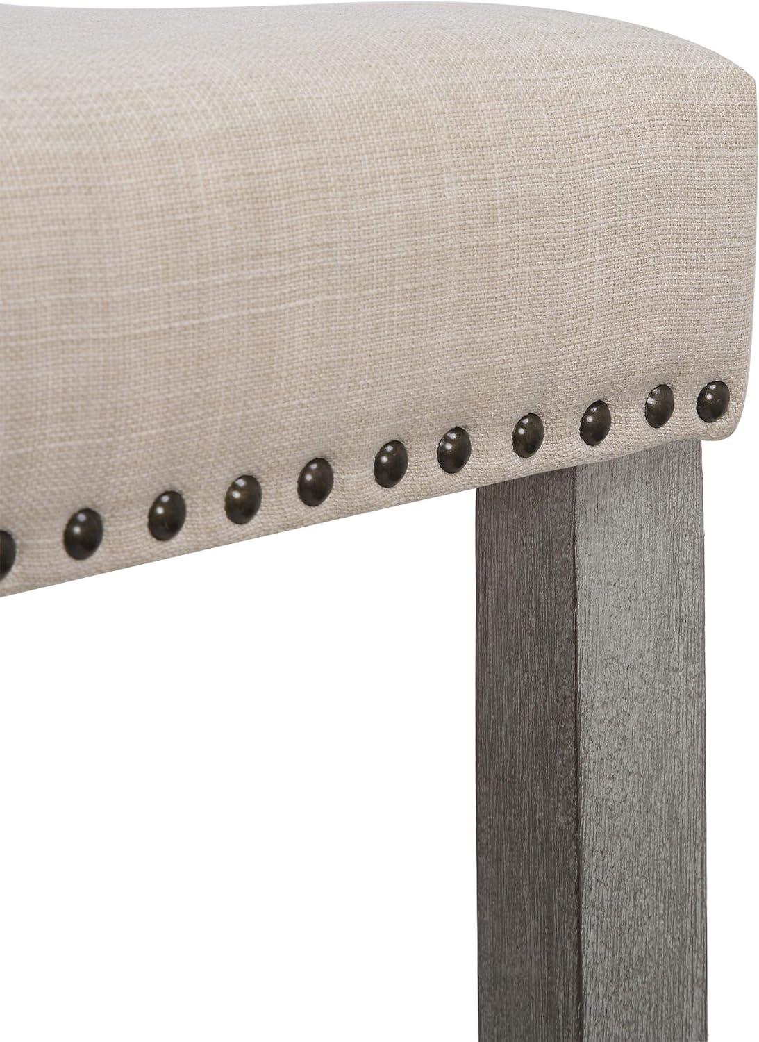 Polytrends Jameson Upholstered Polyester 24" Counter Stool - Gray Legs/ Saddle Seat Antique Gray/Gray Wood Polyester Fabric 250lbs