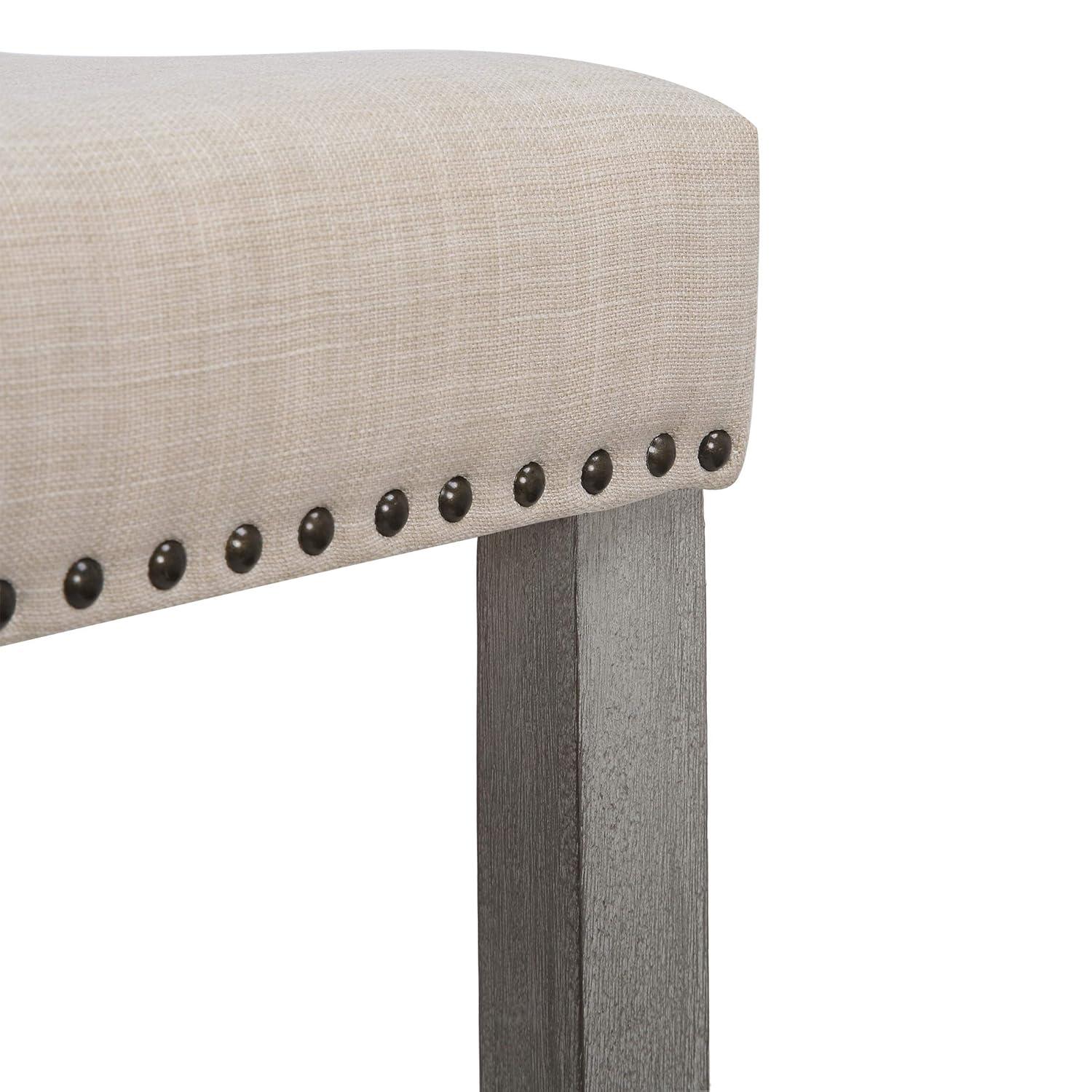 Polytrends Jameson Upholstered Polyester Gray 24 Inch Counter Stool (Set Of 2) Antique Gray/Beige Metal Foam Upholstered Foam Cabin & Lodge