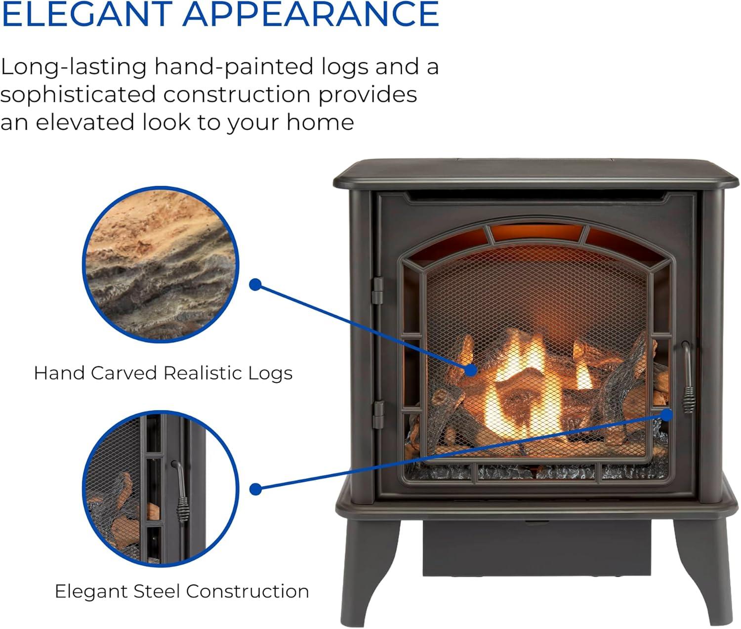 Bluegrass Living Bluegrass Living Panorama Vent Free Dual Fuel 3-Sided Gas Stove - 23,000 BTU, Remote Control, Black Finish - Model# BTSD23RT