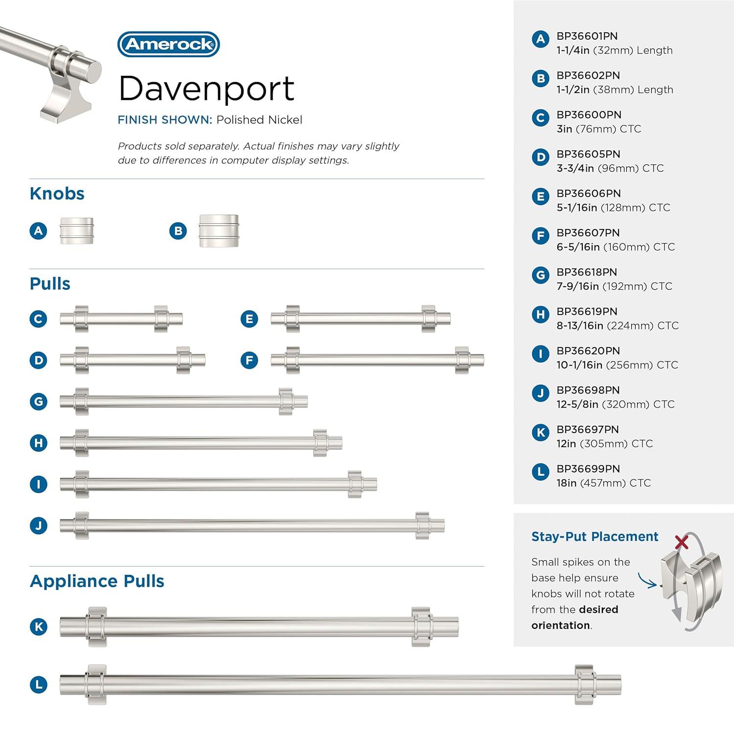 Amerock Davenport 1-1/4 inch (32mm) Length