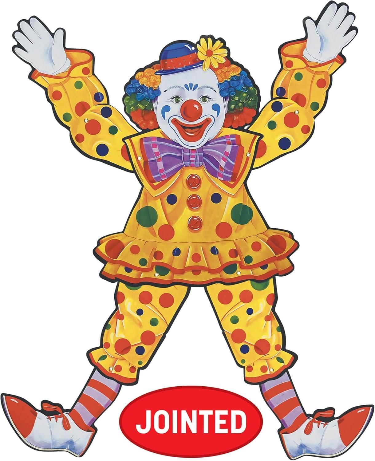 Colorful 30" Cardstock Circus Clown Wall Decoration