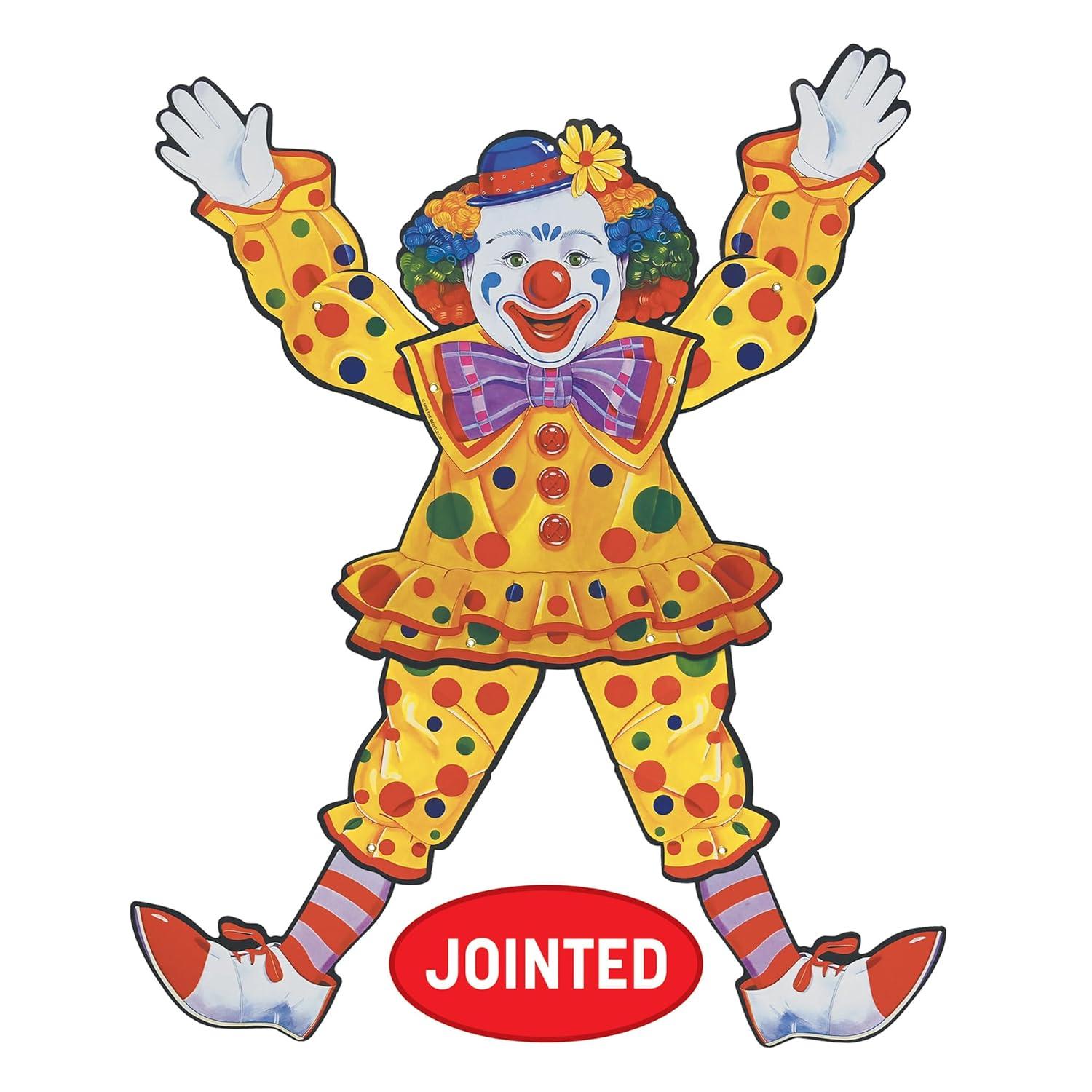 Colorful 30" Cardstock Circus Clown Wall Decoration