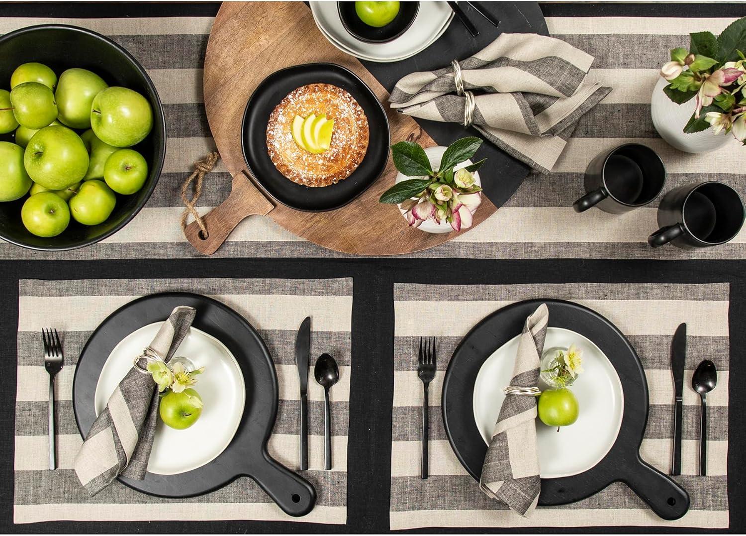 Solino Home Cabana Stripe - 100% Pure Linen Placemats (Set of 4)