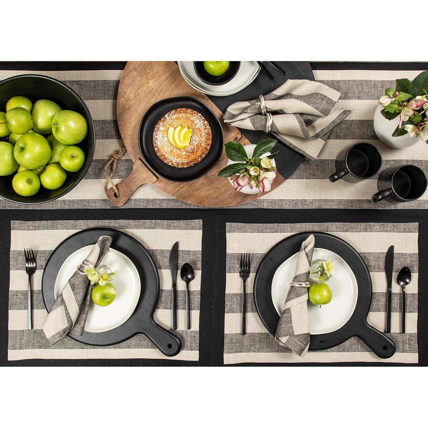 Solino Home Cabana Stripe - 100% Pure Linen Placemats (Set of 4)