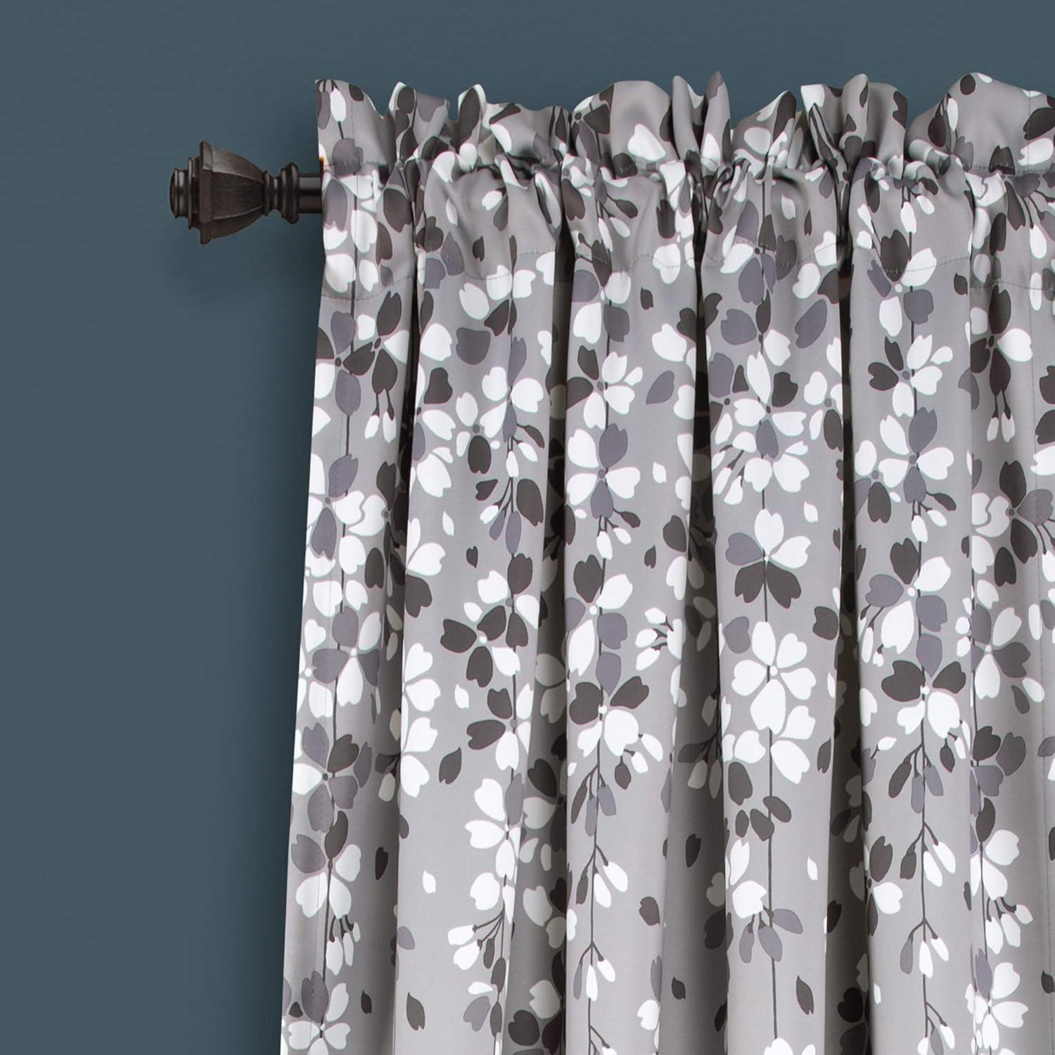 Lush Decor Weeping Flower Room Darkening Window Curtain Panels Gray 52X108+2 Set