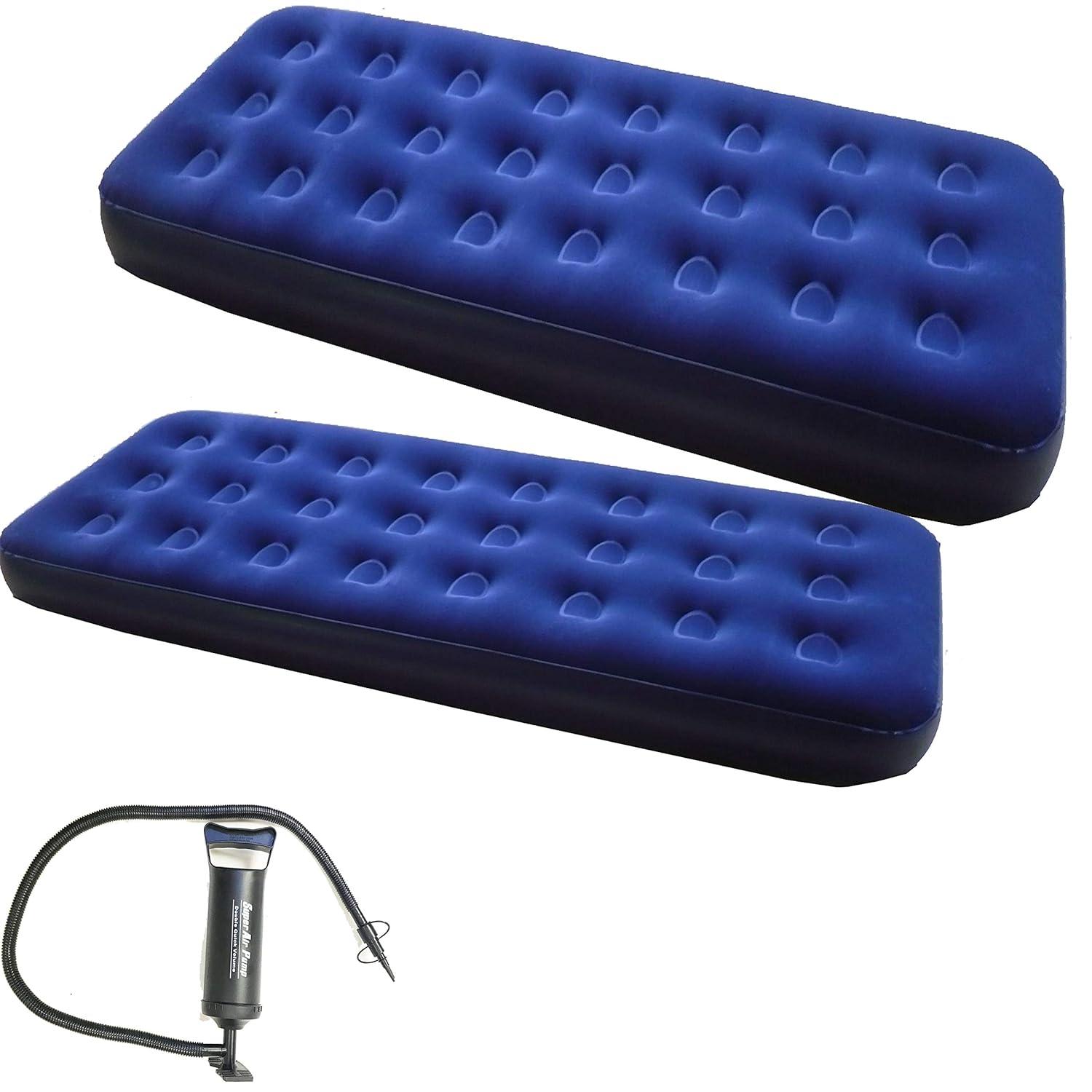 Zaltana 2-Pcs Single Size Air Mattress with Double Action air Pump Combo (AMSx2+AP3)