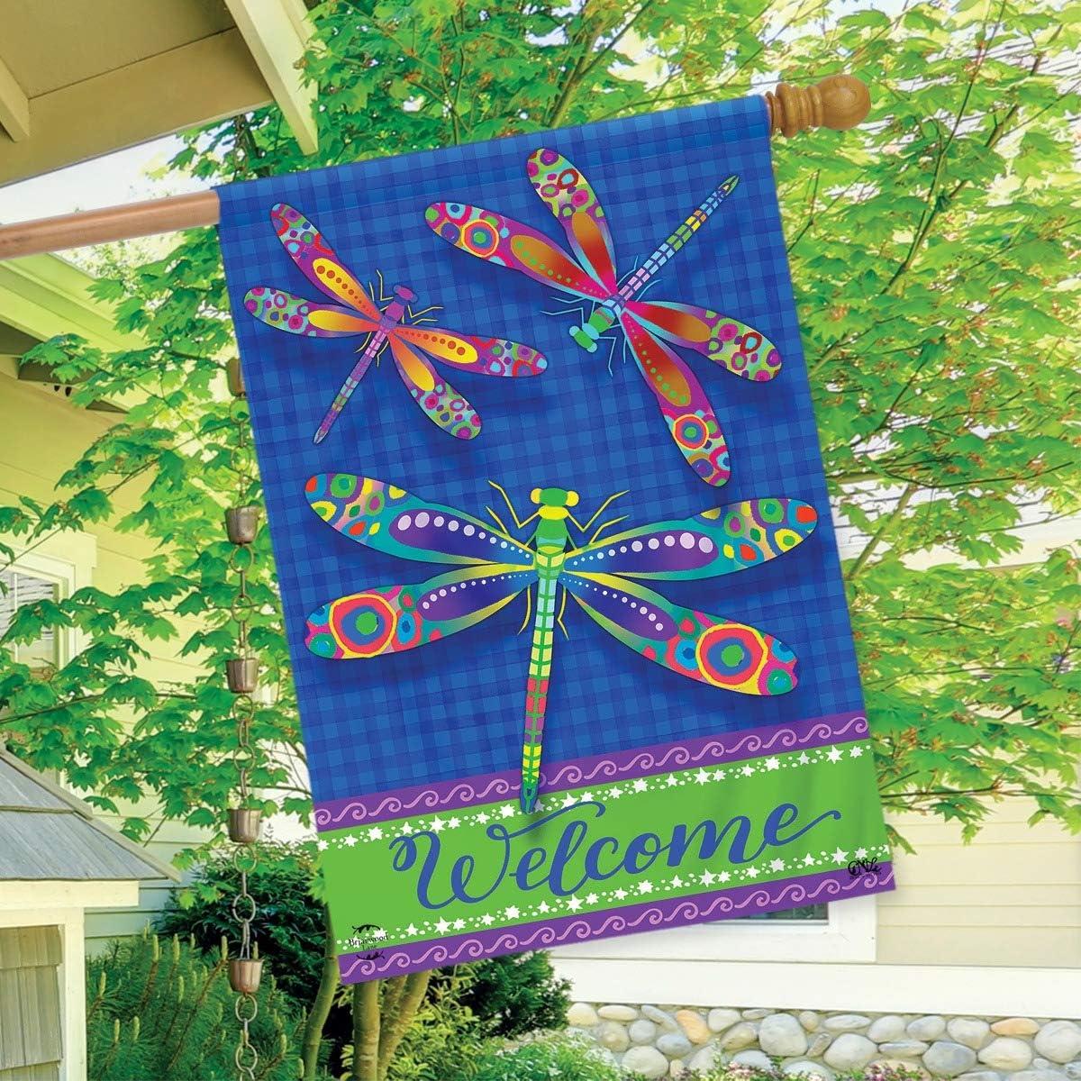 Briarwood Lane Colorful Dragonflies Summer House Flag Welcome Dragonfly 28" x 40"