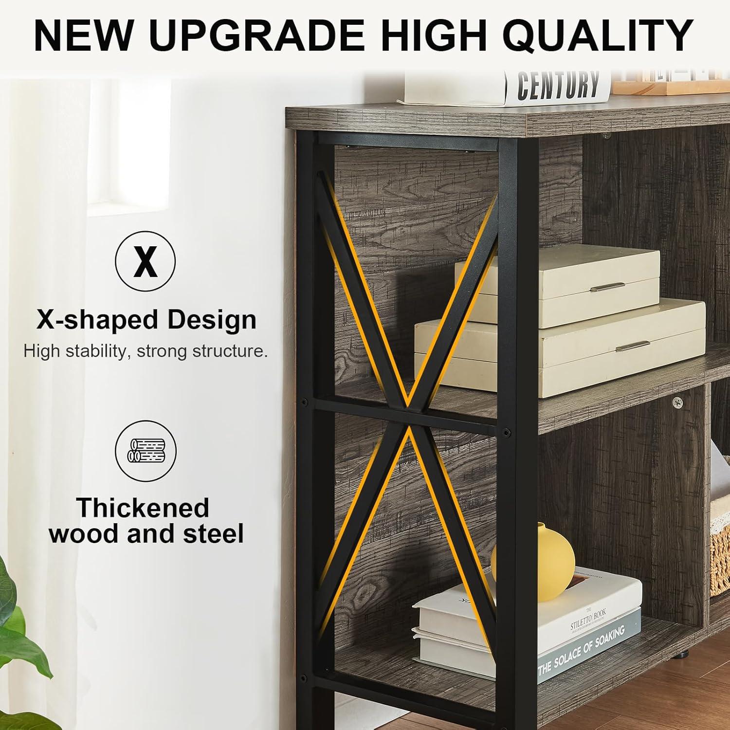 Gray MDF and Metal 5-Cube Storage Organizer with X-Side Design