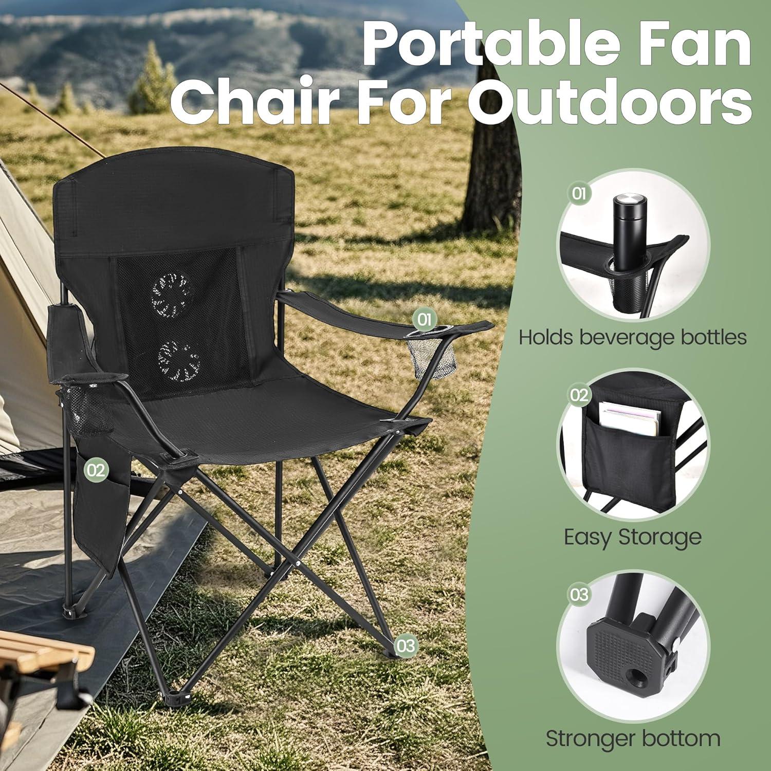 2 Pack Lightweight Camping Chairs for Adults & Teens, 250LBS Capacity Foldable Portable Chairs with Carry Bag, Compact Design for Camping, Beach, Picnics, and Outdoor Events