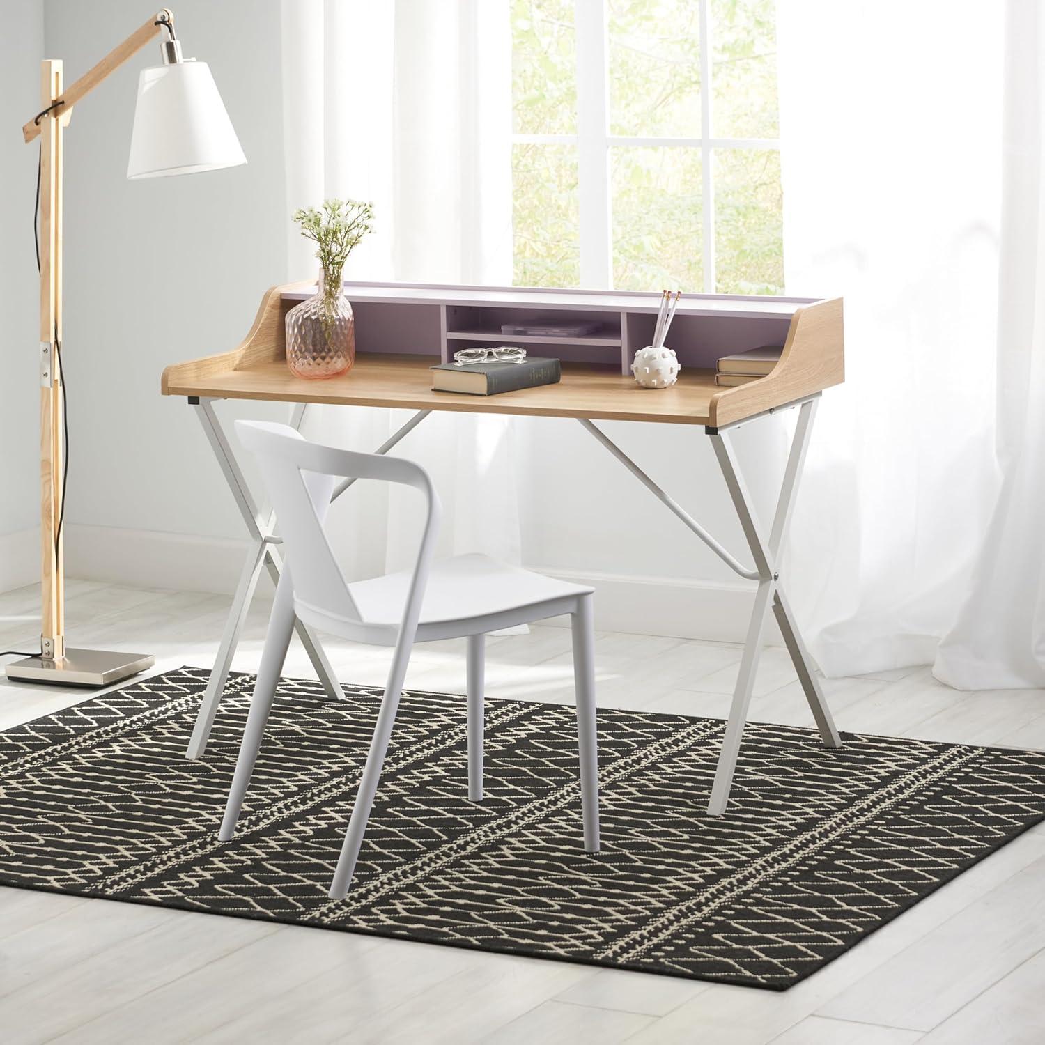 GDFStudio Alexandria Modern Faux Wood Computer Desk, Oak/White