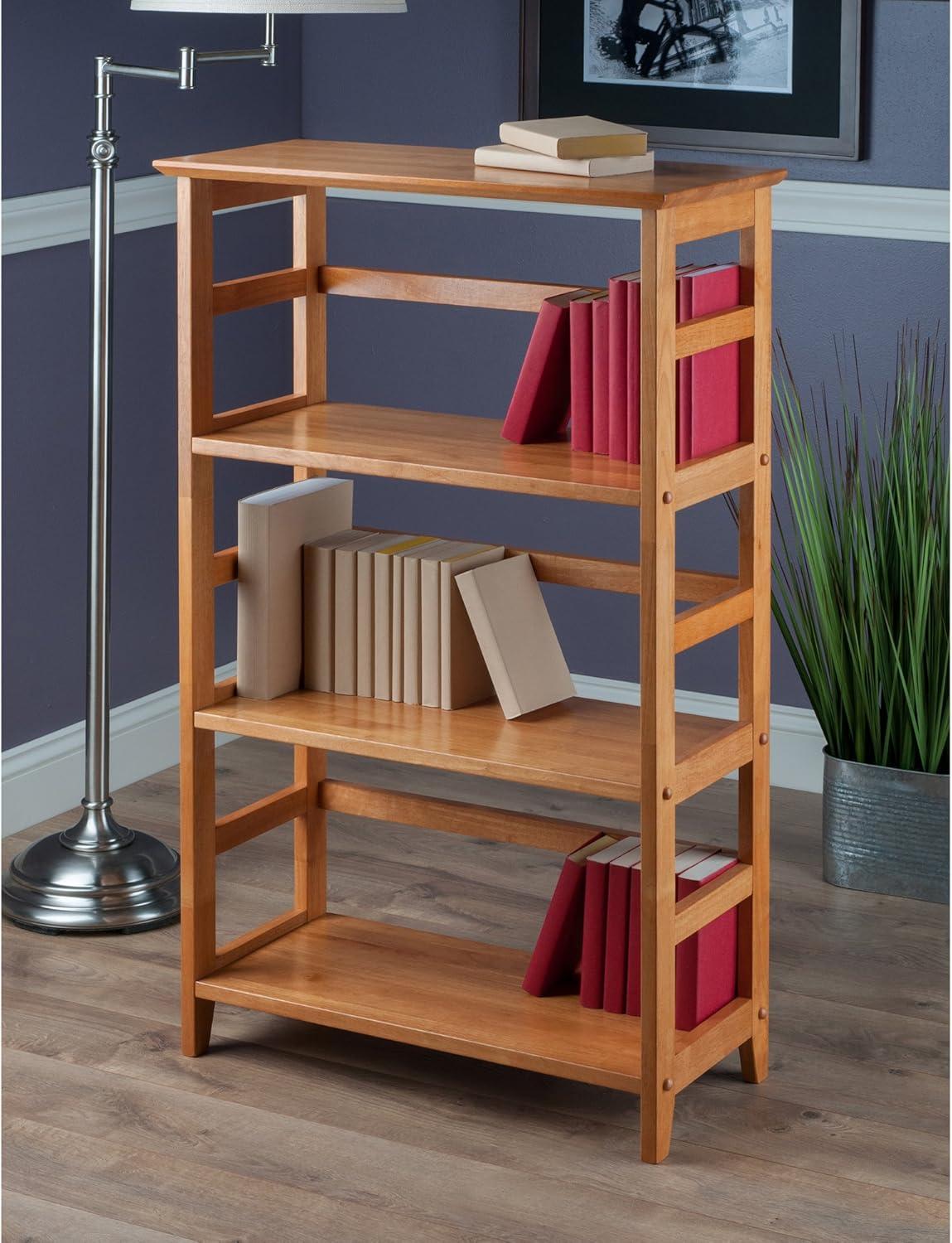 42" Honey Pine Wood 3-Tier Studio Bookshelf