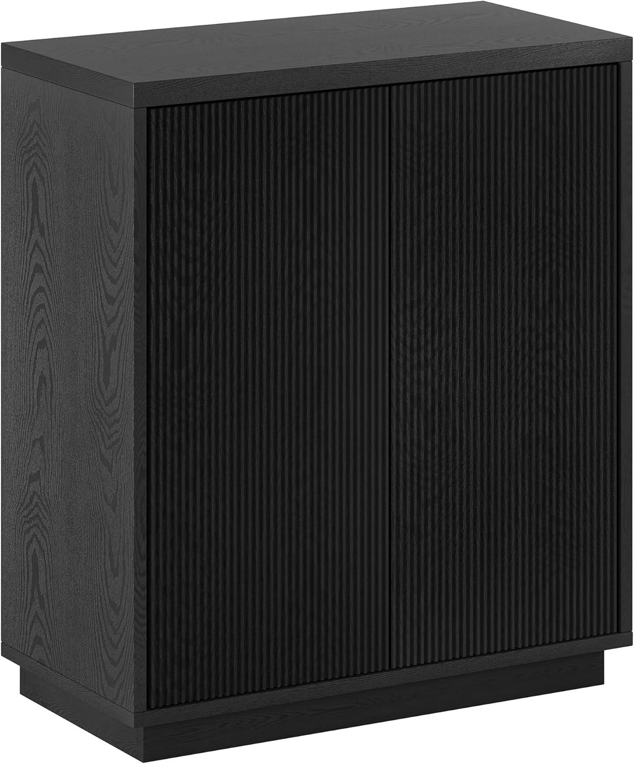 Black Grain Modern Rectangular Accent Cabinet with Adjustable Shelving