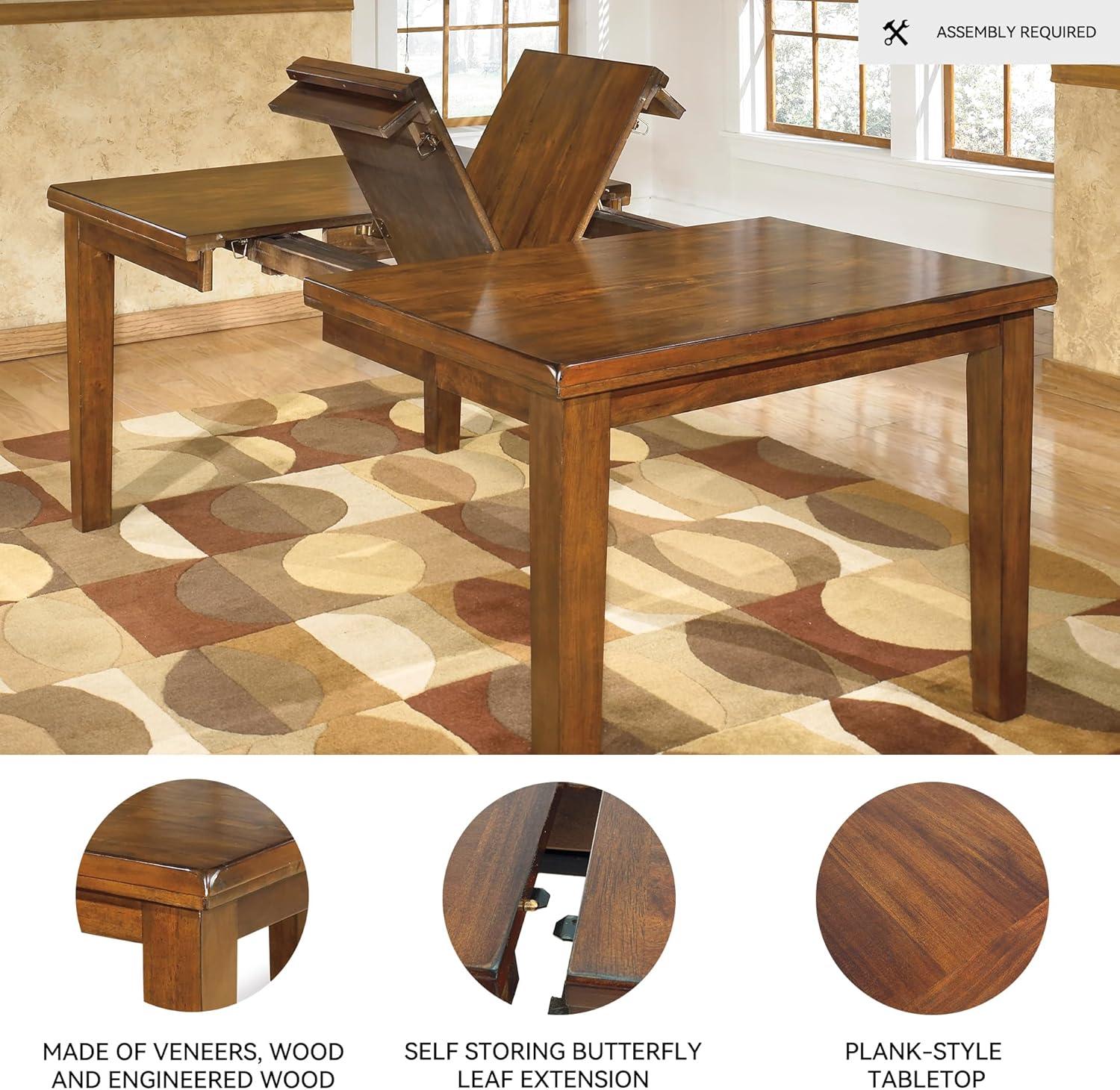 Ralene Rectangular Butterfly Extendable Dining Table Wood/Medium Brown - Signature Design by Ashley: Plank-Style, Seats 6